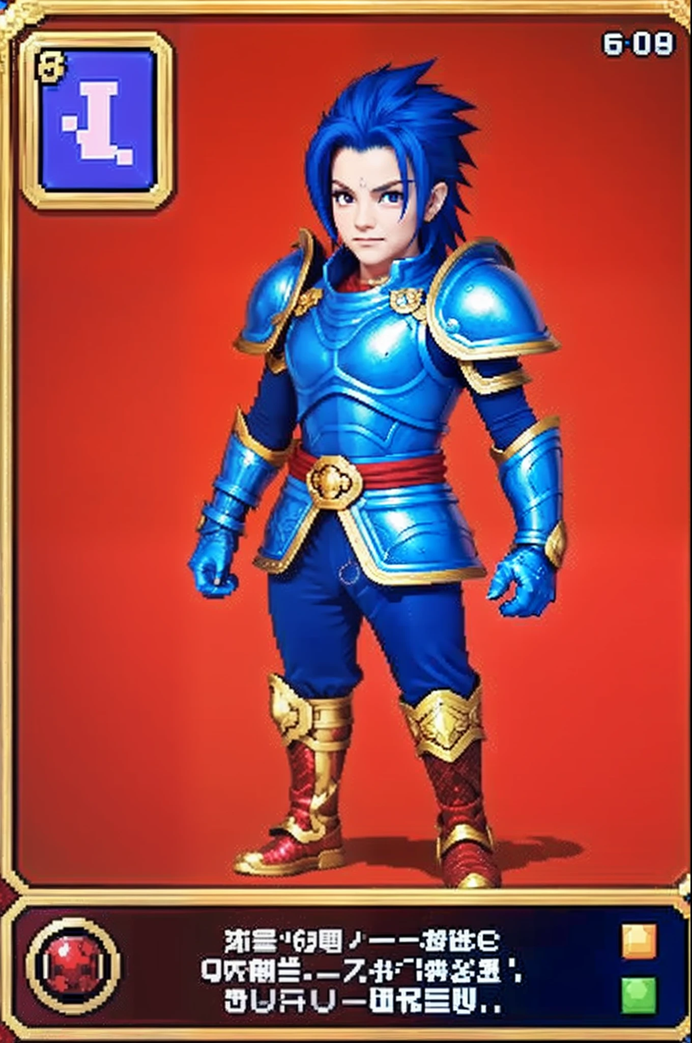 pixel game《dragon quest》,Game character design,(Lady Knight:1.4),red colour,Heavy armor,16-bit pixels