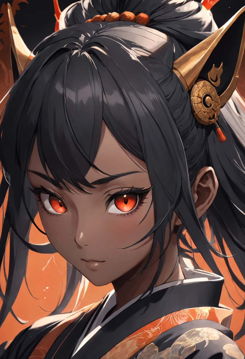 Hannya mask style, illustrator, 0mib,masterpiece, high quality, black and gray, monochrome, 8k, high resolution, high detail, japanese, samurai,extremely detailed eyes and face, kitsune the japan, black woman on the right side,, beautiful detailed nose, beautiful detailed eyes, light on face, looking at viewer, (1 female, mature face), realistic face, full lips, captivating smile, realistic body, (RAW photo, best quality), (realistic, photorealistic: 1.3), masterpiece, extremely beautiful, extremely detailed, CG, unity, 4k wallpaper, amazing, fine details, extremely detailed 8k CG unity wallpaper, size huge archival, ultra-detailed, high resolution, absurdities, soft light, wet dress, big round ass,