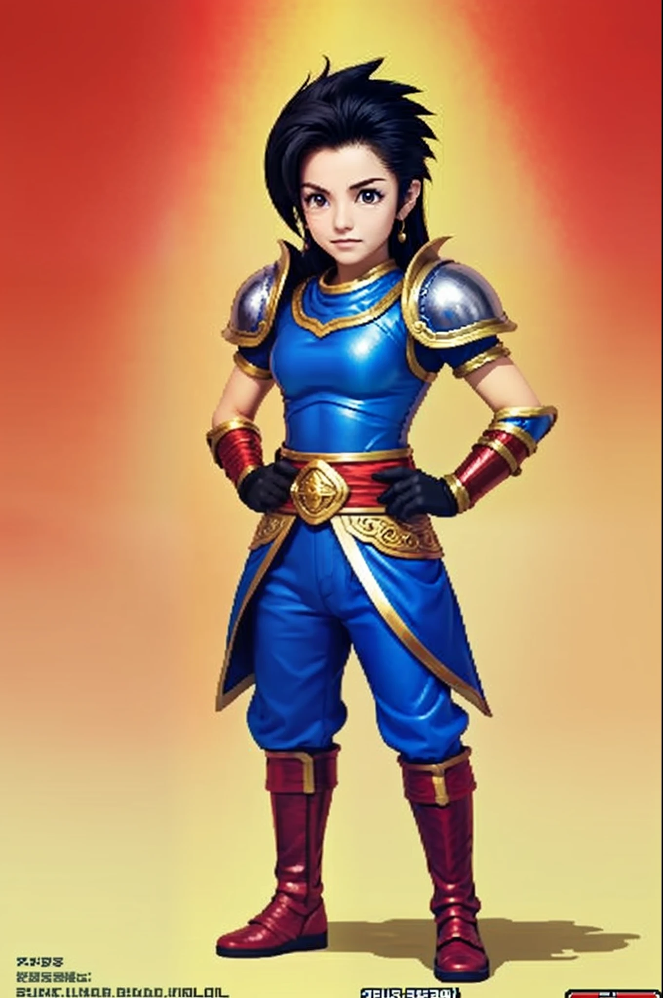 pixel game《dragon quest》,Game character design,(Lady Knight:1.4),red colour,Heavy armor,16-bit pixels
