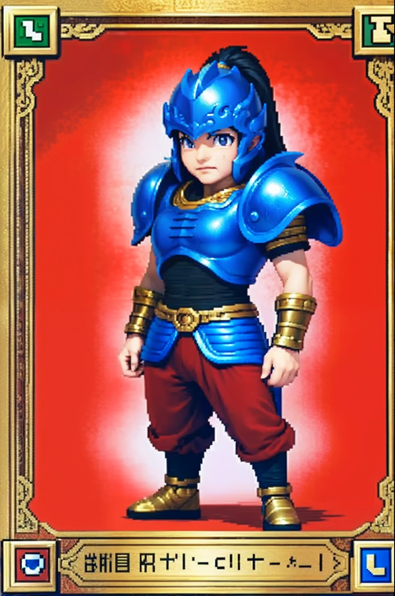 pixel game《dragon quest》,Game character design,(Lady Knight:1.4),red colour,Heavy armor,16-bit pixels