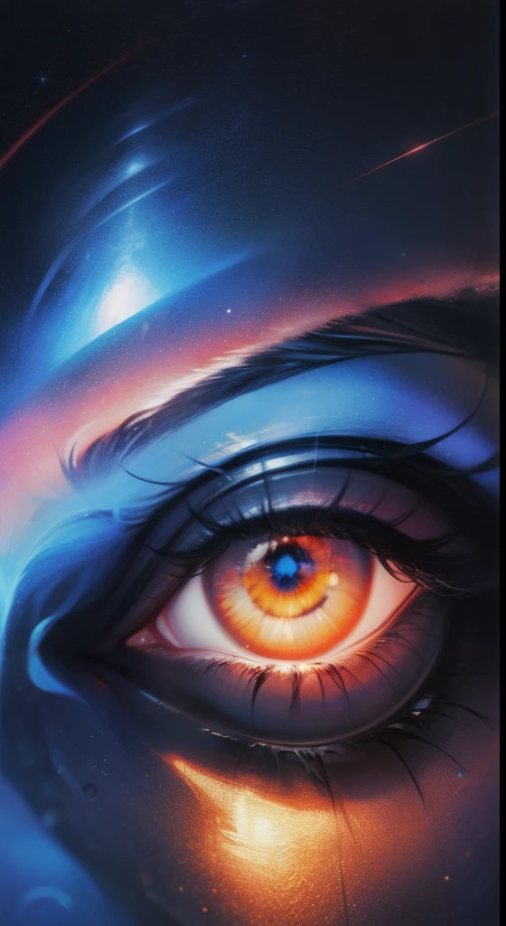 (((A huge eye))),dashed eyes,Inside the eyes is the cosmic starry sky, Render at ultra-realistic 8K resolution.