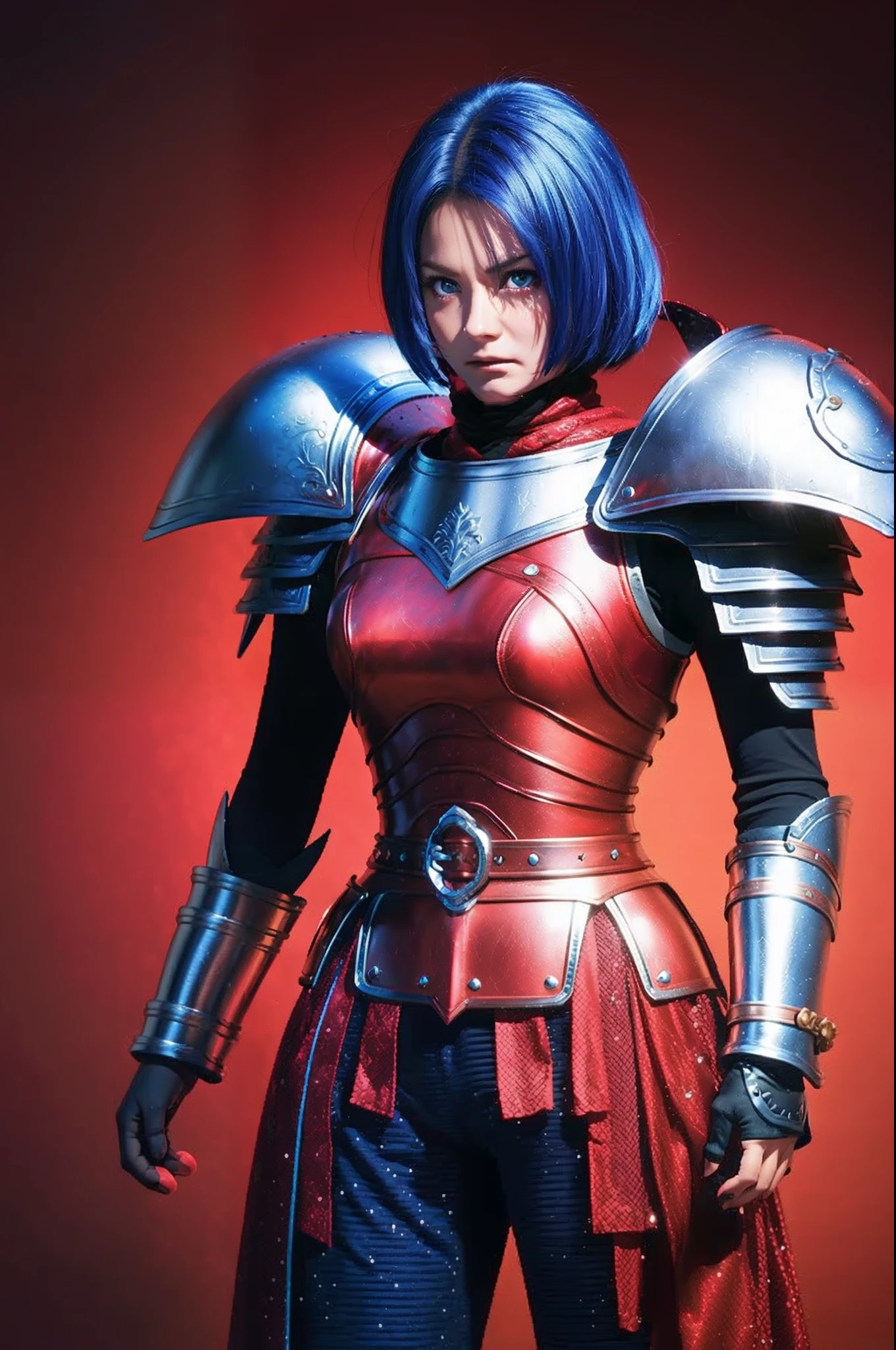pixel game《dragon quest》,Game character design,(Lady Knight:1.4),red colour,Heavy armor,16-bit pixels