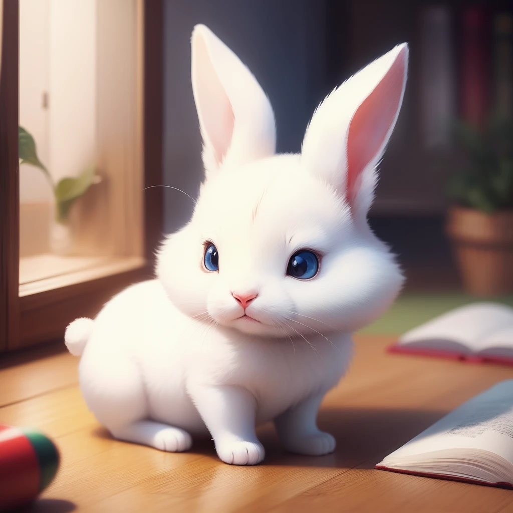 A white rabbit, Children's book illustration
