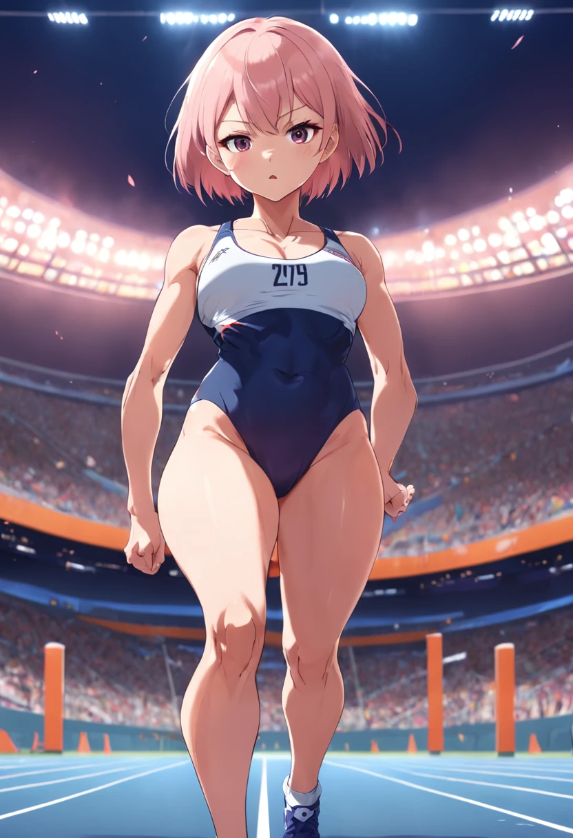 trackandfield,uniform ,titsfuck ,shorthair ,enormousboob,faceblush, breastless clothes