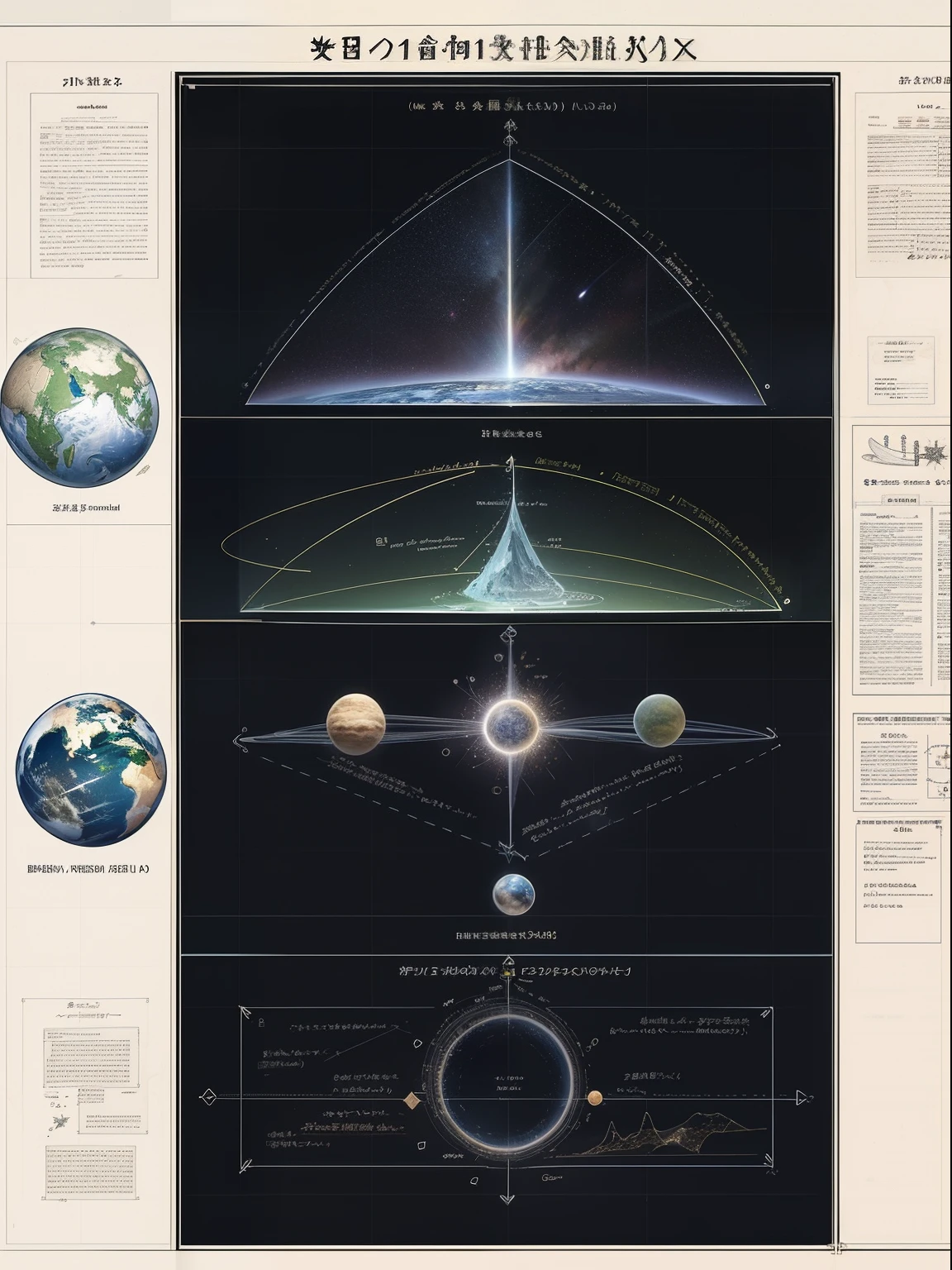 Schematic diagram of the structural hierarchy of the Mount Meru multiverse,at centre,Geometric division combination puzzle,Detailed chart annotations,Each section is illustrated graphically,Planetary hierarchy,Surrounded by stars,Star chart,Lots of stars,Detailed details are plentiful,Charts,Astronomy Teaching Diagram,
