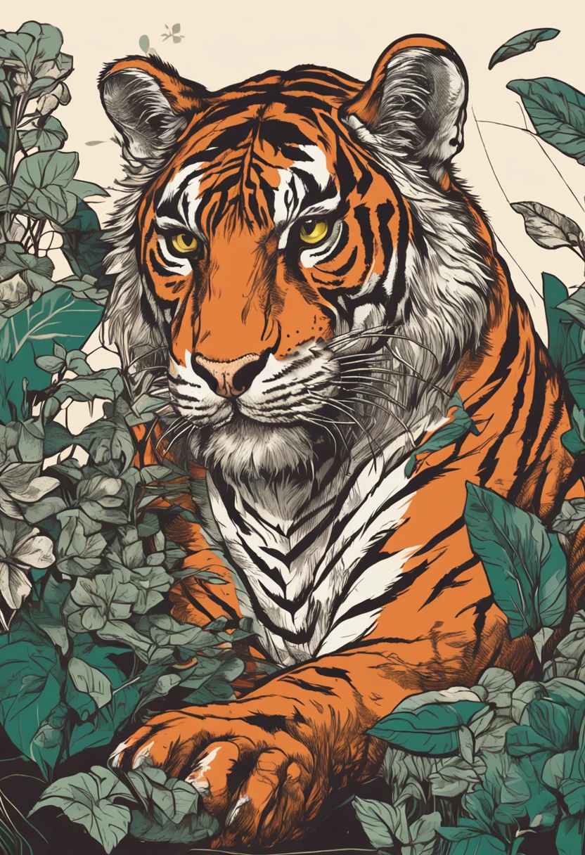 um tigre com corpo malhado,de terno, trabalhando em um computador