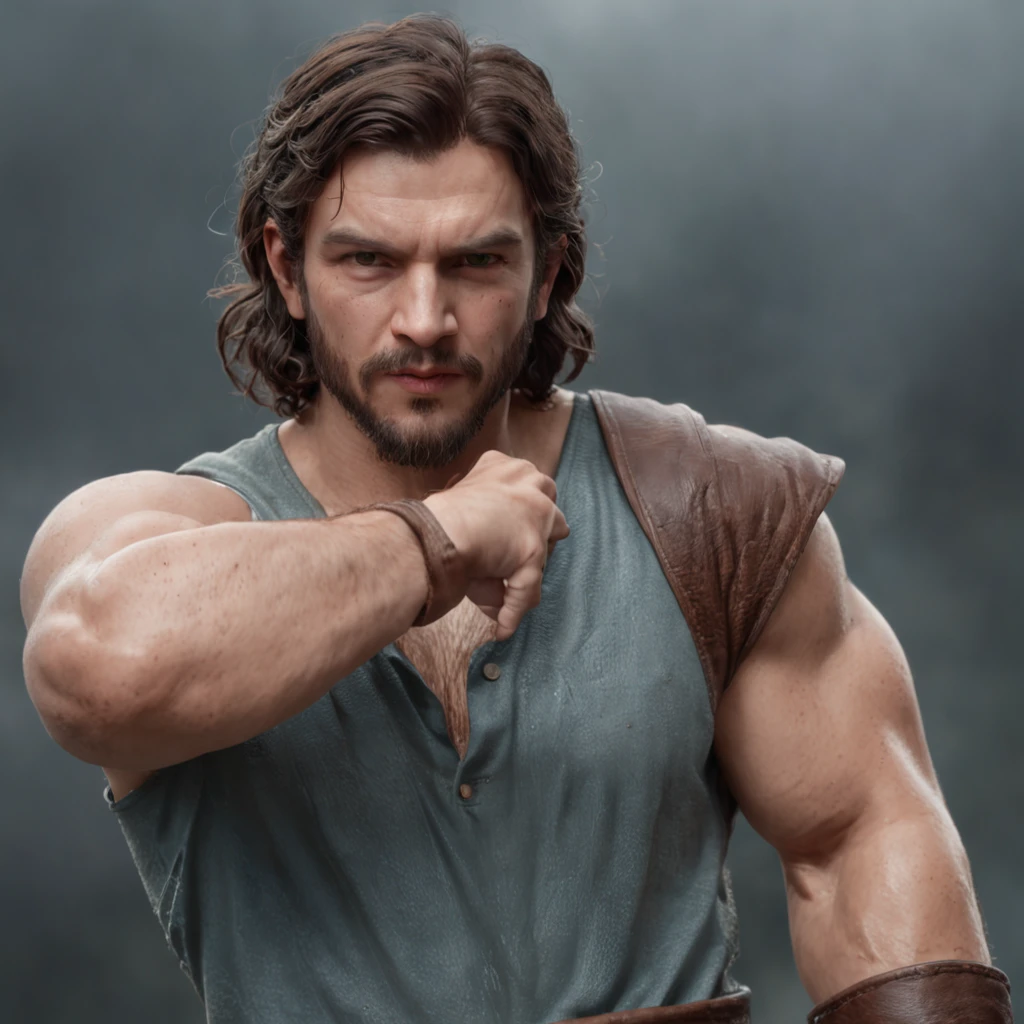 (Professional 3D rendering:1.3) de (Realistic:1.3) Foto de arte mais bonita do mundo,Features soft, bright male heroes, ((Epic hero fantasy rough muscular man wet hero angry look medium curly hair, de oculos, Short beard and fierce expression in dynamic pose, fantastic location, majestoso ambiente desordenado)), corpo inteiro 8k unidade render, action shot, poros da pele, very dark lighting, sombreamento pesado, circunstanciado, Rosto detalhado, (vibrante, fotogrdeia realista, Realistic, Dramatic, Escuro, foco nítido, 8k), (Old leather clothes damaged by bad weather:1.4), ((((Use peles)))), (intrincado:1.4), decadente, (altamente detalhado:1.4), pintura digital, rendering by octane, art stations, Conceito-Arte, liso, foco nítido, illustration, germe da arte, (Loish:0.23), Wlop Ilya Kuvshinov, e Greg Rutkowski e Alphonse Mucha Gracias, (global ilumination, studiolight, Light Volumetric), chuva forte, floating particles, patife, fantasia, Onze, corpo inteiroesbian, ((Fundo escuro e antigo da cidade:1.3)),CGSesociedade,art stations