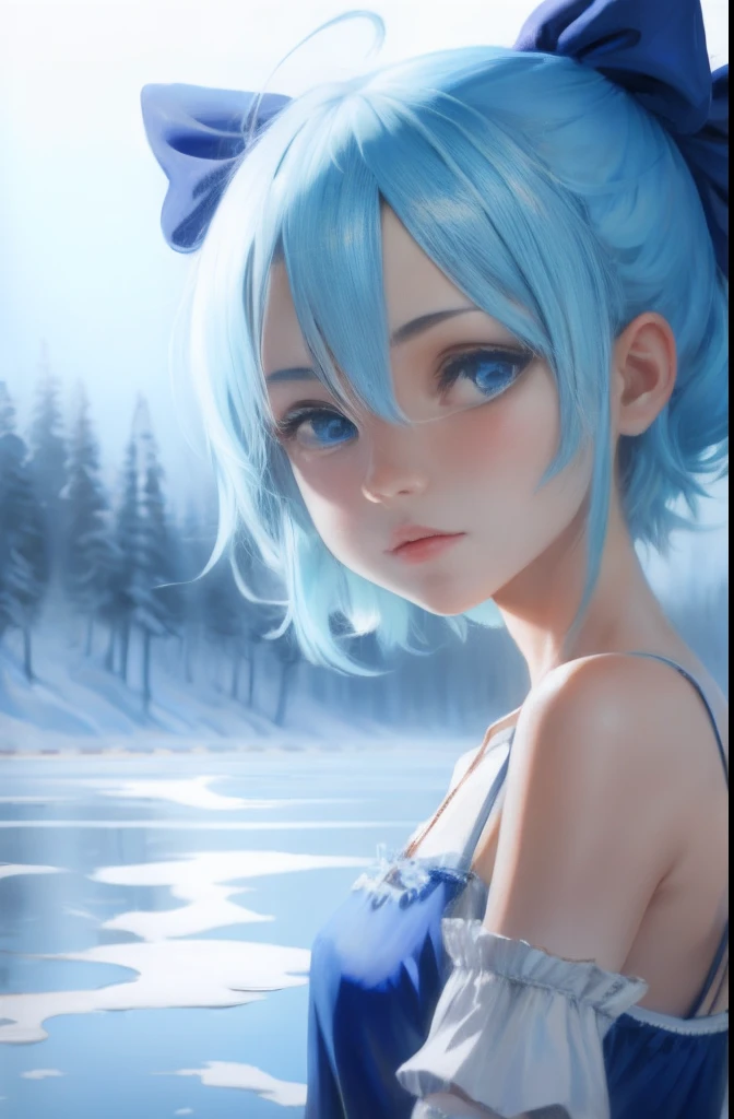 Cirno from the Eastern Project, Oil painting