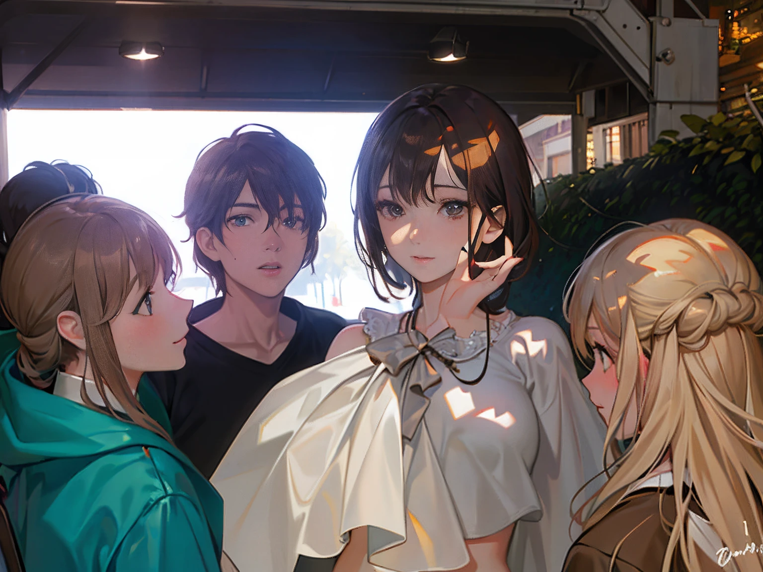((Realistic lighting, Best quality, 8K, Masterpiece: 1.3)), Clear focus: 1.2, 1girll, Perfect body beauty: 1.4, Slim abs: 1.1, ((Dark brown hair)), (White dress: 1.4), (En plein air, Night: 1.1), the city street, Super fine face, Fine eyes, Double eyelids, (Show on the...