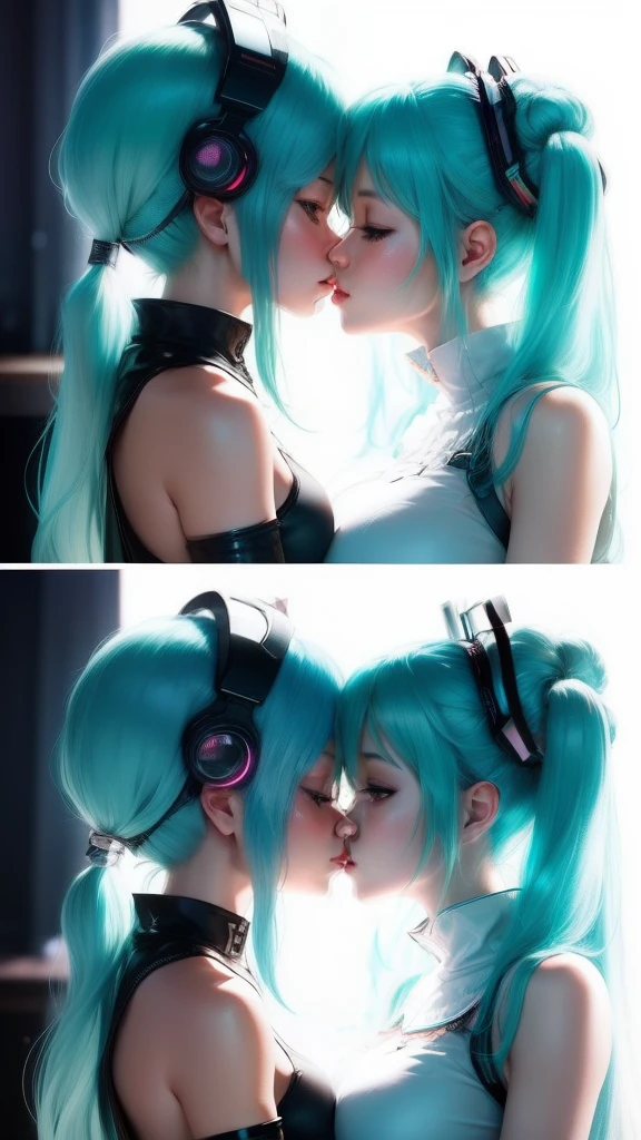 Big breasts Hatsune Miku，Large breasts，The couple is kissing