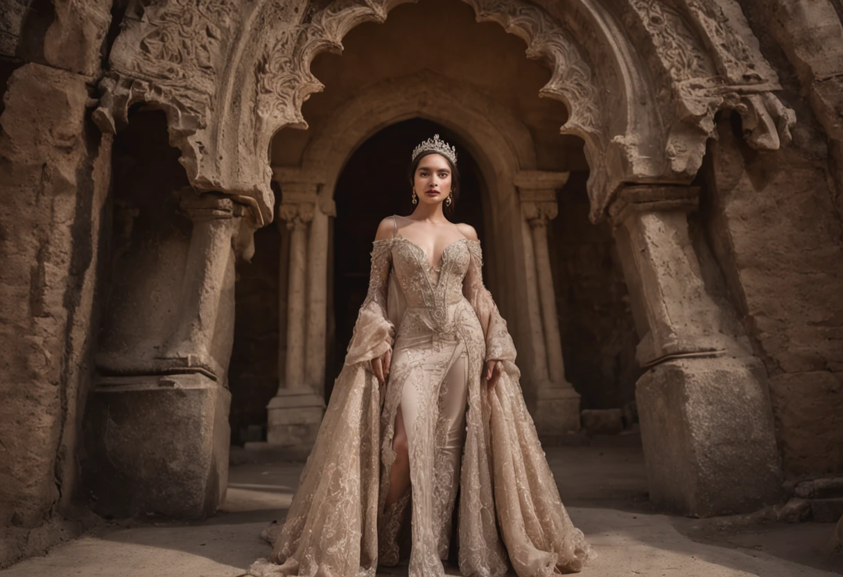Marveling at the magnificent entrance to a mesmerizing magical palace.