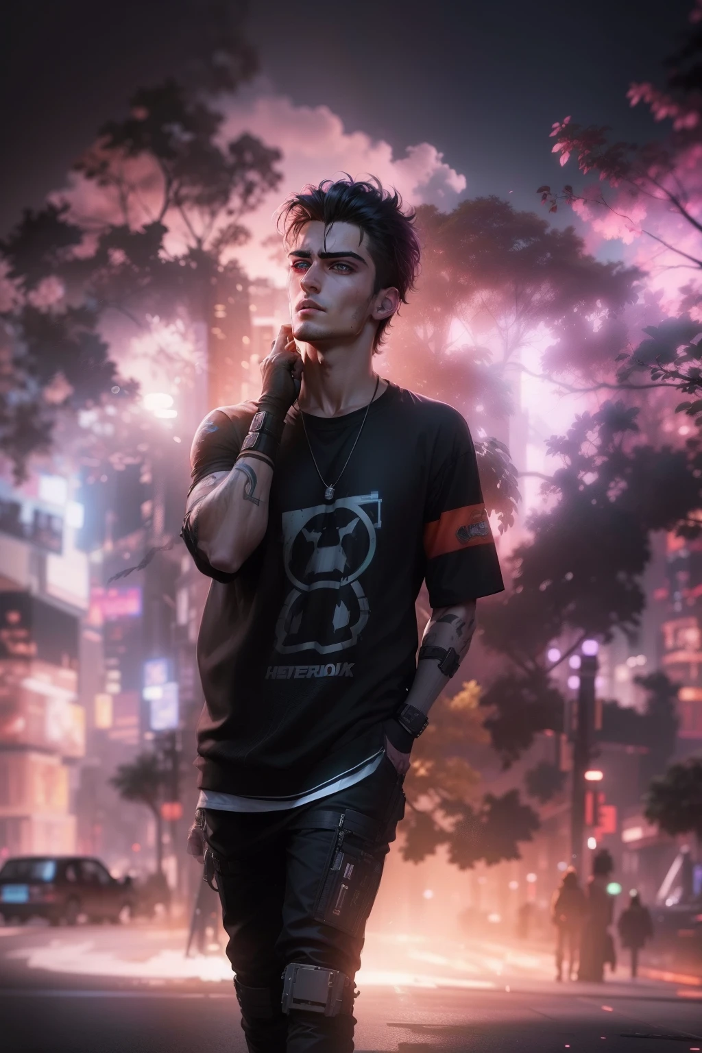 Change background cyberpunk realistic face handsome boy hd quality