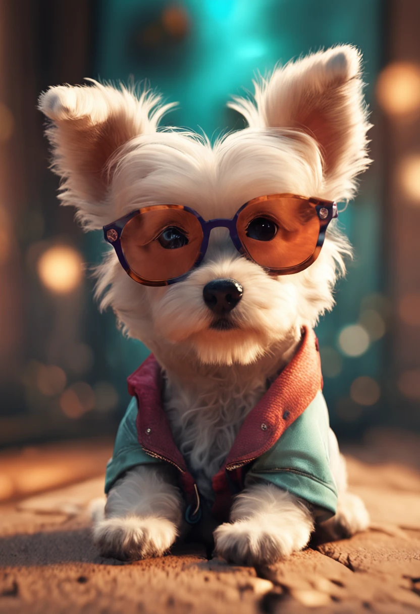 cute little pup sunglasses on Has a small Pop charicature without background