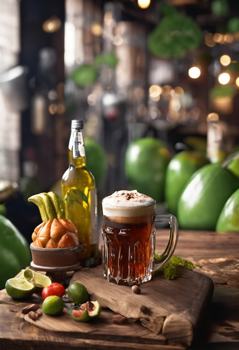 Crea una foto ultrarrealista en 8K que represente a un gnomo con gran sombrero verde con hebilla y sentado dentro de un acogedor, barra con poca luz. It should be caught in the middle of savoring a cold beer, with amber liquid and condensation on visible glass. El duende con sombrero grande verde debe estar vestido con ropa de gnomo, providing a stark contrast to the rustic and darker tones of the bar ambience. Your posture should communicate a sense of relaxation, Happiness and satisfaction. Duende verde disfrutando de su bebida. El ambiente del bar debe ser rico en detalles, from the polished wood counters to the ambient lighting that projects a soft glow on the various elements of the bar, incluyendo botellas, Grifos, y posiblemente otros clientes en el fondo, aunque fuera de foco. The composition of the image must be in Full HD with every detail, del bar tipo victoriano., Las burbujas en la cerveza, a los matices de sus expresiones faciales, capturadas con absoluta claridad. Use a high-end lens like the Zeiss Otus series for superior sharpness and resolution. Enfatice una profundidad de campo reducida para enfocarse en el hombre y su entorno inmediato, subtly blurring the more distant background. The lighting should be soft and warm, Mejorar la naturaleza acogedora del bar y resaltar las texturas y detalles del hombre, su bebida, y su entorno. --ar 16:9 --Calidad 2 --Caos 10