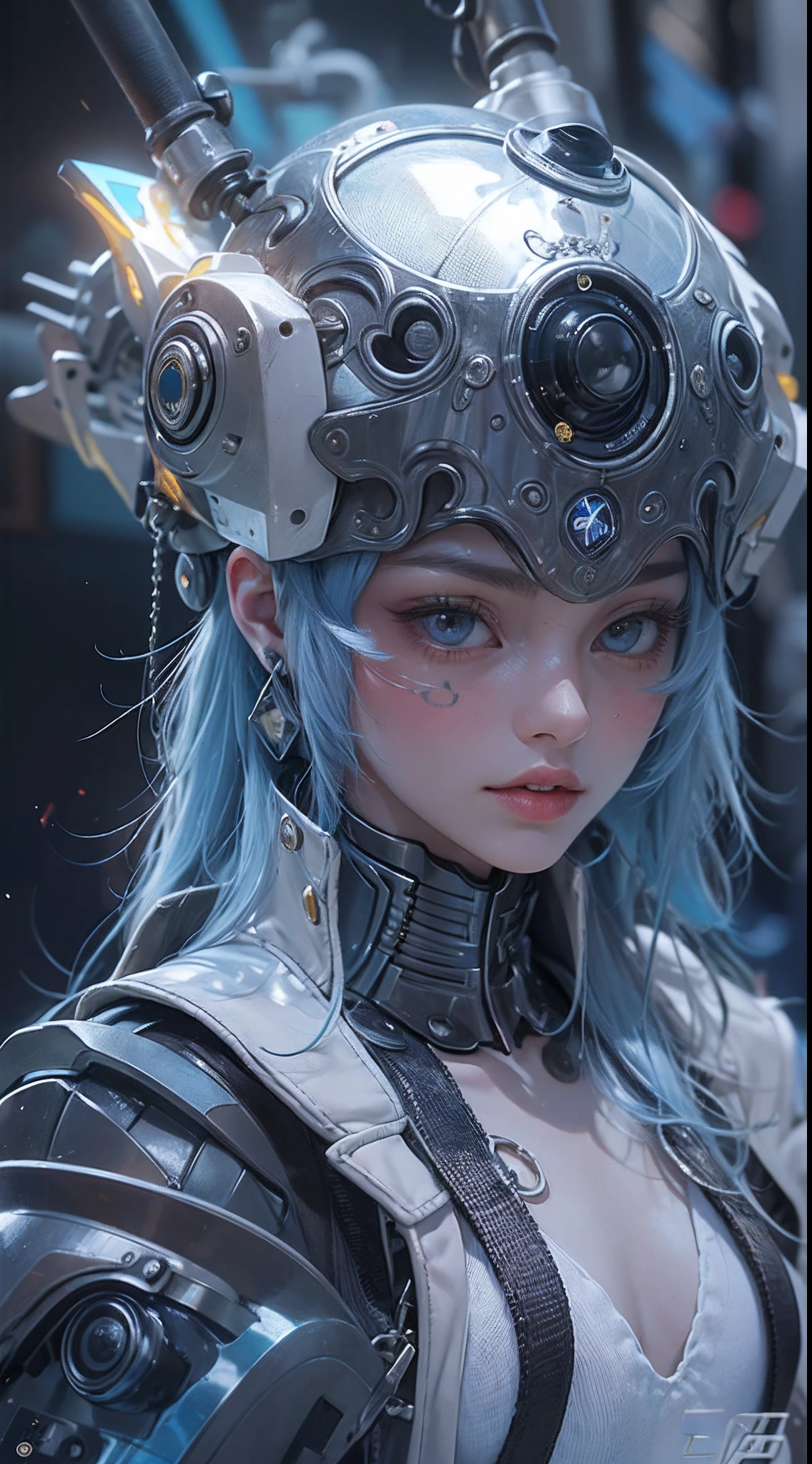 highest qualityr、obra maestra、超A high resolution、(fotorrealista:1.4)、foto RAW、Angel Cyborg、alas grandes hechas de metal、White porcelain body、cana、piel resplandeciente、1 Chica Cyborg、((Super realistic details))、Minifalda roja,Portlate、global ilumination、sombra、octane representation、8k、ultrasharp、Luz de borde del personaje,Tetas colosales、Raw skin is exposed at the décolleté、Apocalyptic City of Fire, Detalles de adornos complejos、,hermosas manos finas,Cover of transparent acrylic parts、Sumer Detailed Hydraulic Cylinders、small LED lamp、detalles muy intrincados、luz realista、un ojo morado、ojos radiantes、in front of camera、neon details、Disparo de vaquero、casco futurista、Acerca de Cyberpunk、,(hermosas manos finas),