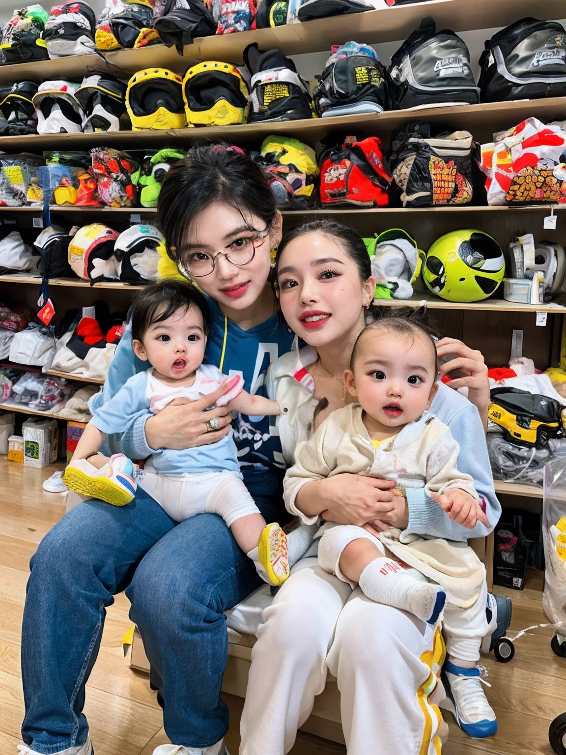 there are two men and a baby sitting in a store, 🤬 🤮 💕 🎀, happy family, kid, family, 🔞🤡, husband wife and son, at racer track, 🚿🗝📝, with a kid, reddit post, lv, trending ,, exclusive, foto, kids, li zixin, high quality upload