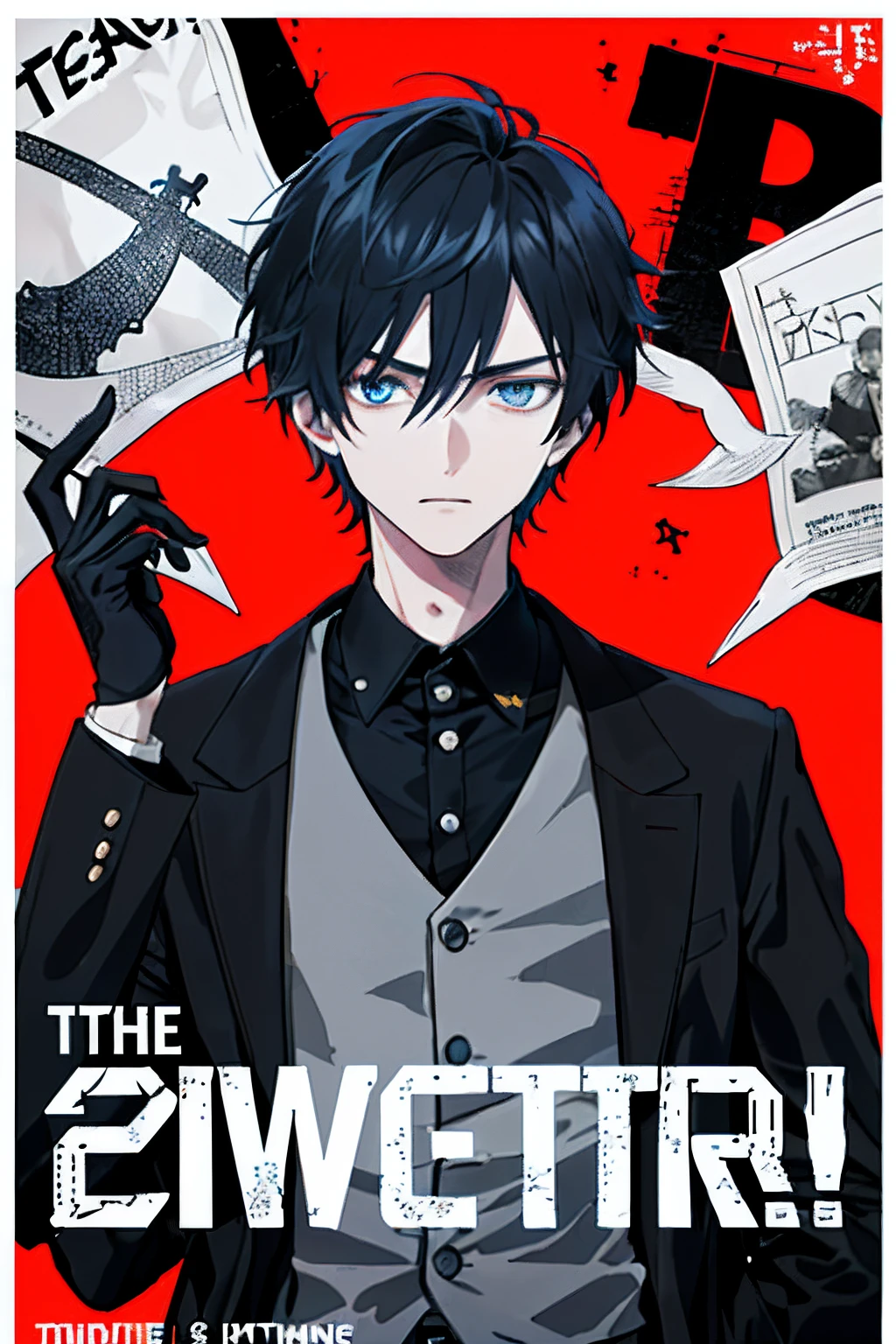 ((((dramatic))), (((gritty))), (((intense))) The movie poster features a young man as the central character。He stands confident in the center of the poster,He is a lawyer,whaite hair,eBlue eyes,Dress in fashionable lawyer attire,With a thoughtful look on his face。The background is rich in puzzles and mysteries,puzzles,There is a sense of intellectuality and intelligence。The text is bold and eye-catching,With catchy slogans,Adds to the overall drama and excitement。The color palette is dominated by dark colors,Dotted with bright colors,Make the poster dynamic and visually striking,tachi-e (magazine:1.3), (cover-style:1.3), fashionable, woman, vibrant, outfit, posing, front,rich colourful,dyna,Background with,element in,self-assured,Expressing the,halter,statement,attachment,A majestic,coil,Runt,Touching pubic area,Scenes,text,Cover of a,boldness,attention-grabbing,titles,Fashionab,typeface,Catchy,titles,more big,smart、moderno、Trendy、focus-on、Fashionab、