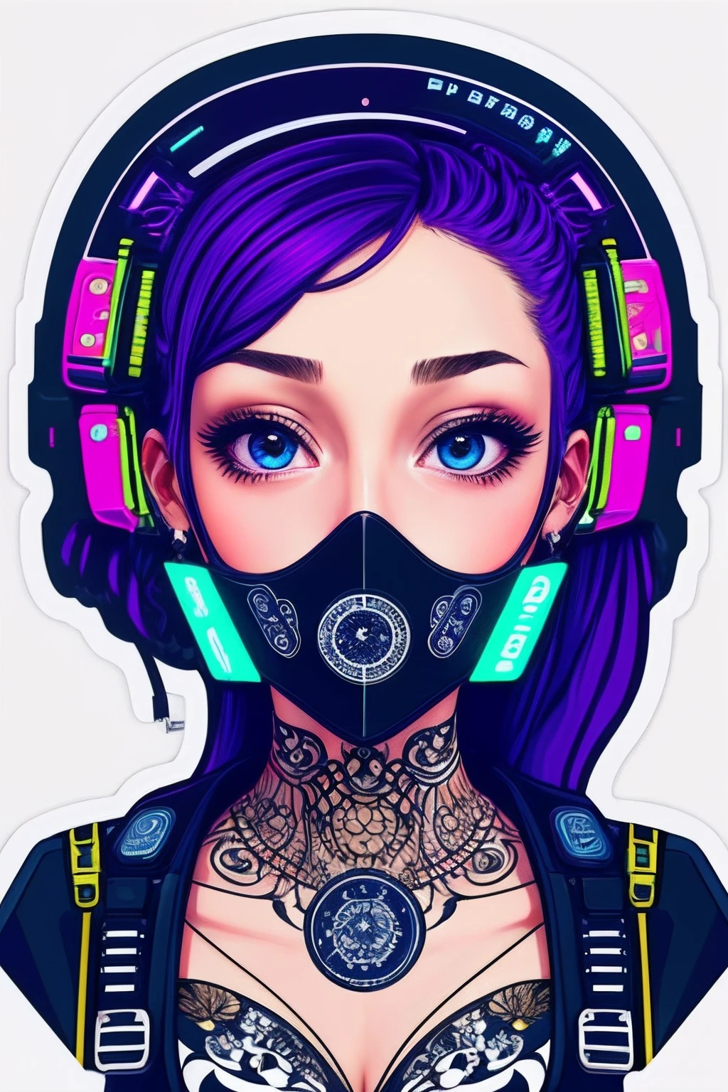 ((stickers)), 1girl, ciberpunk (masterpiece:1.2), (best quality), (ultra detailed), (8k, 4k, intricate),(highly detailed:1.2),