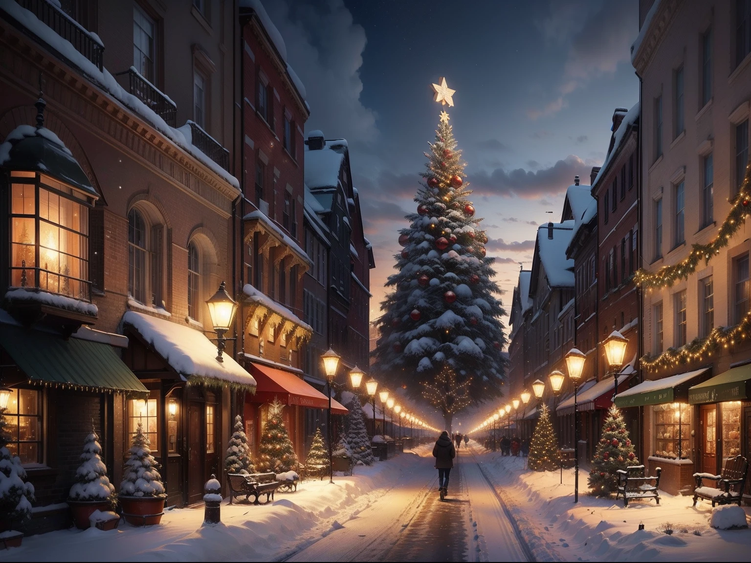 Christmas scene in the city in December Landscape only high-level image quality Fantastical