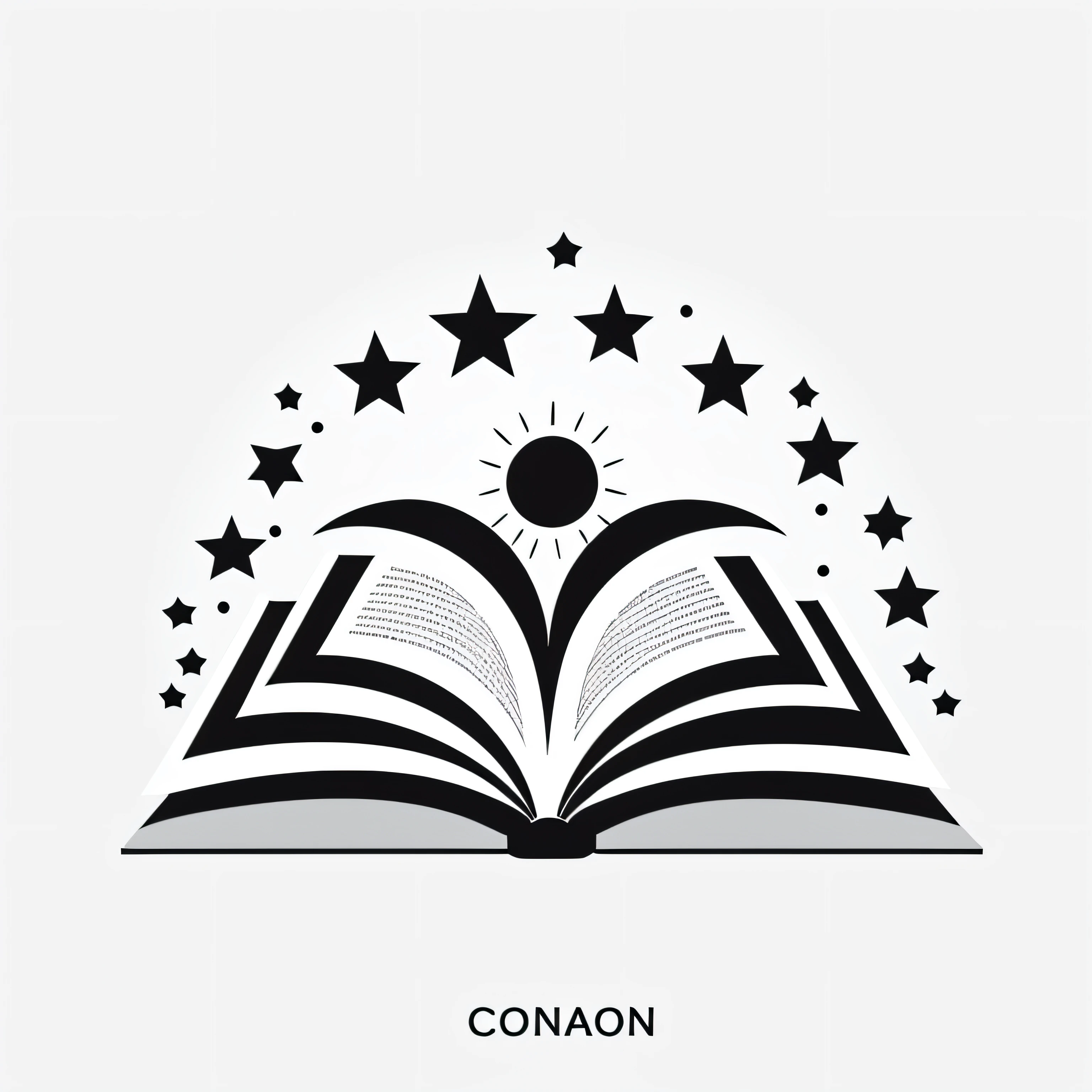 an open book with stars on top of it and a sun in the middle, textbook illustration in clolour, open book page, fantasy book, open books, high quality illustration, magic book, big open book, exlibris, simple illustration, book in hand, high quality photo, an open book, reading a book, alamy stock photo, fantasy book illustration, logo