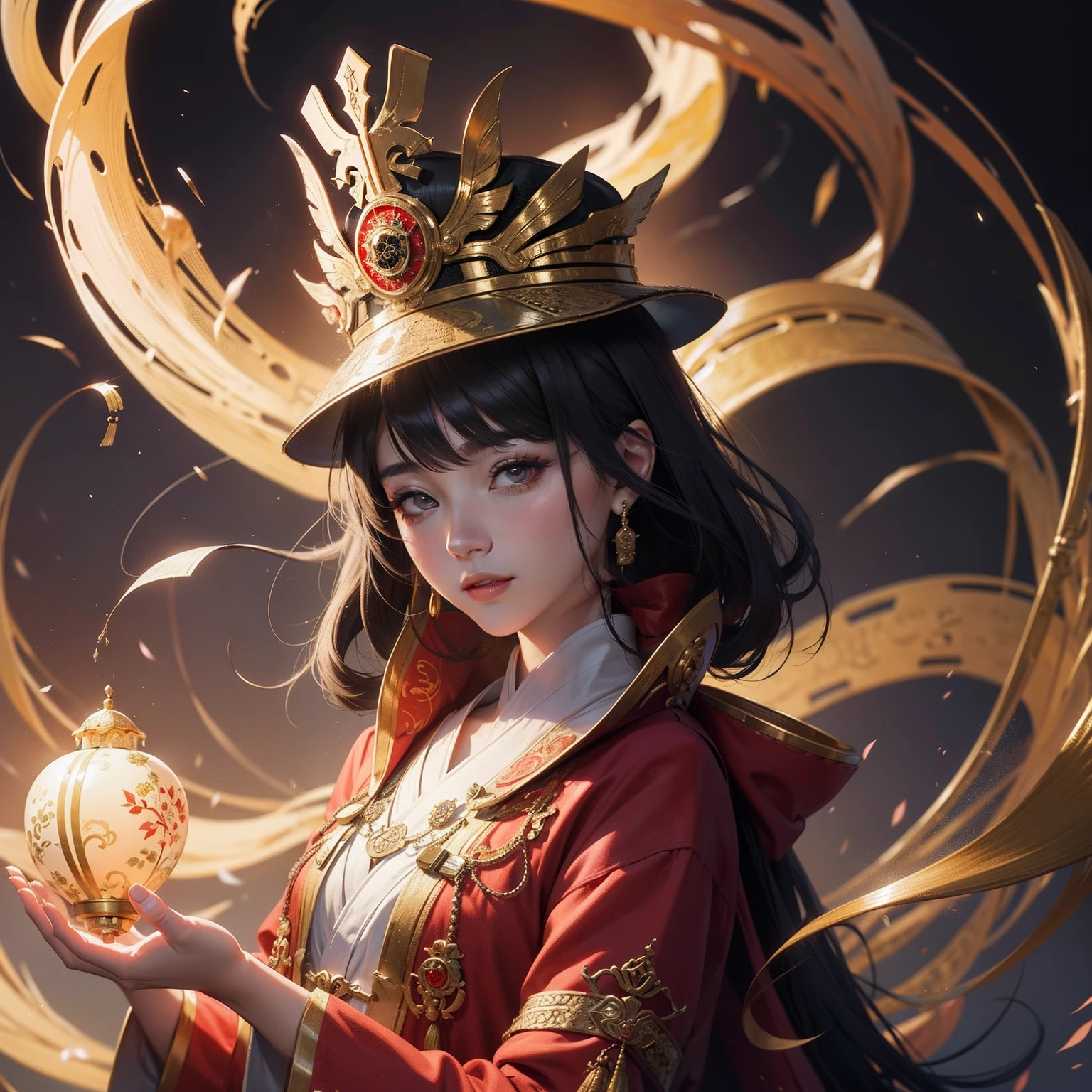 tmasterpiece,one-girl,She wore a Qing dynasty official hat and official robe,Stunning appearance,beatiful detailed eyes,Real and effective,Ultra photo realsisim,True restore