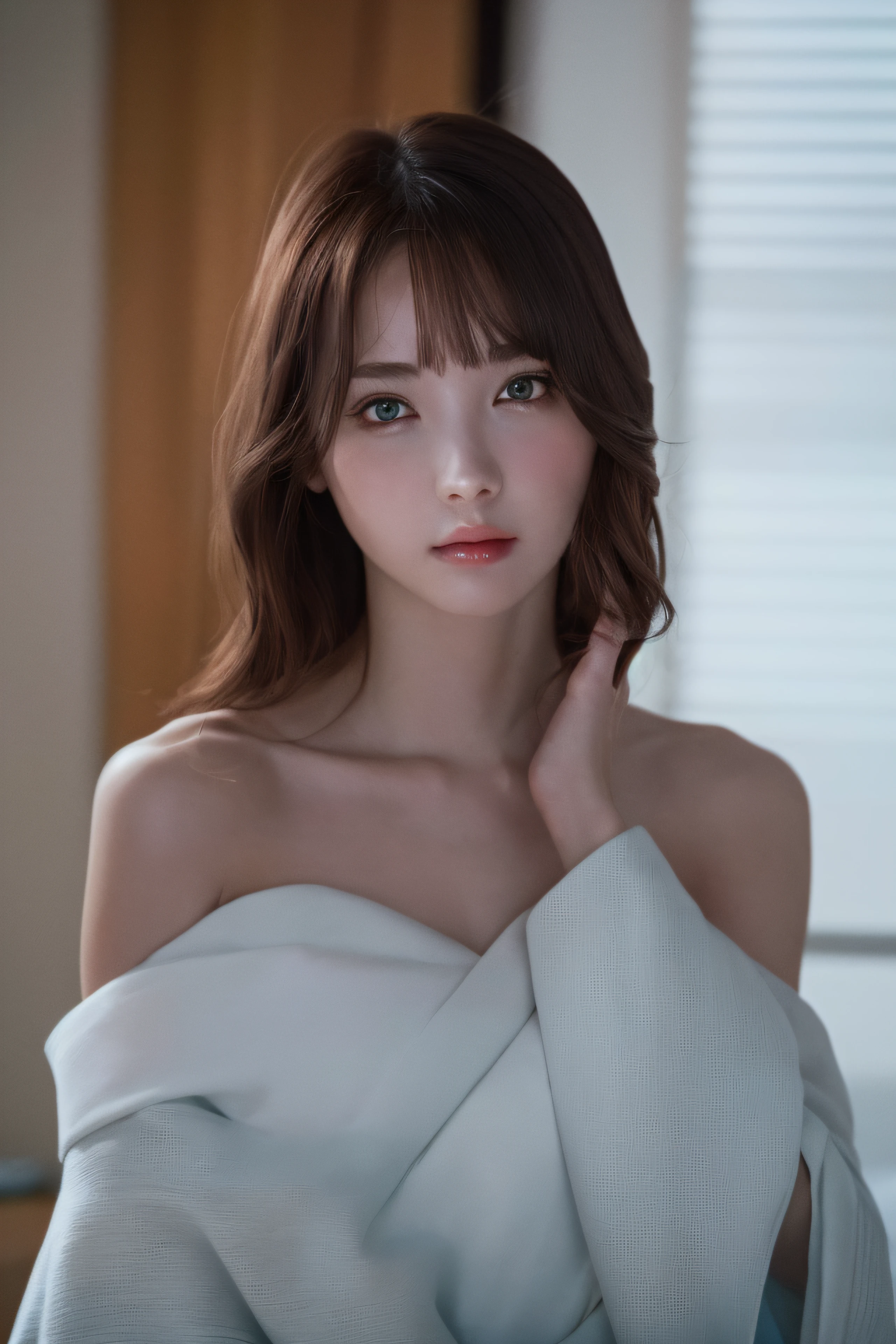 (8k, RAW photo, best quality, highres:1.2), (realistic, photo-realistic:1.5), 1girl, solo , pale skin, beautiful face, cute, extremely detailed eyes, cherry heart-shaped lips, upper body, kimono,