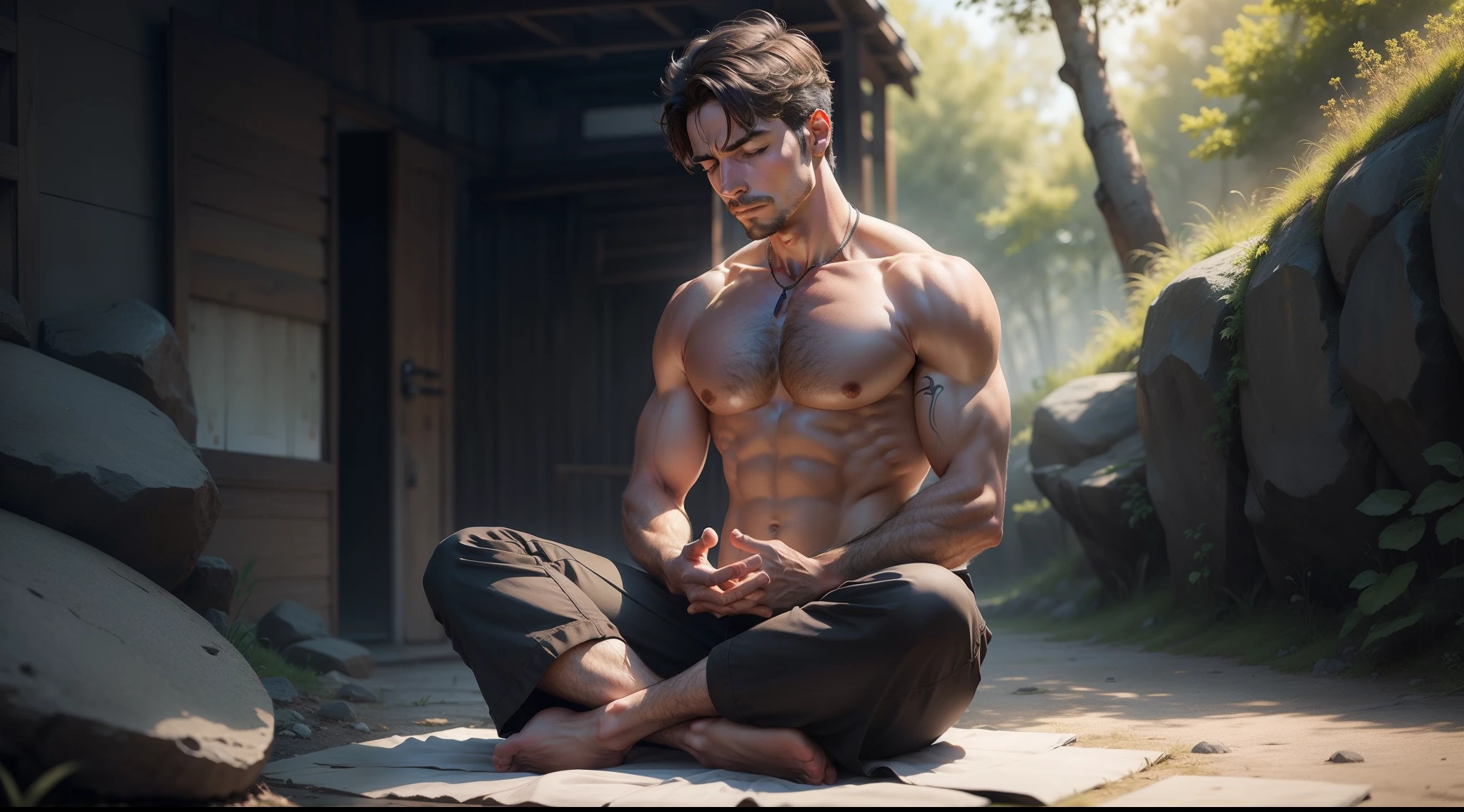Man meditating.