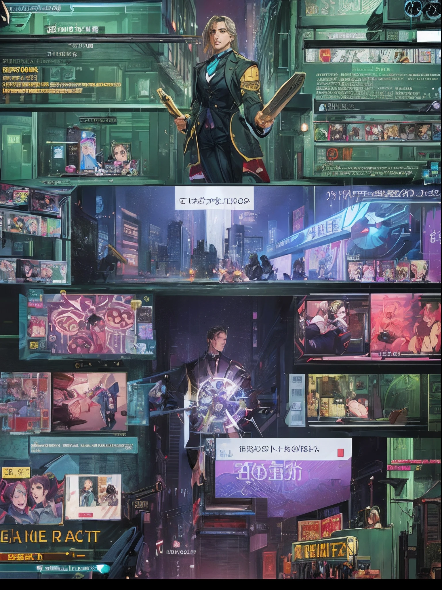a close up of a screen with a picture of a man in a suit, a screenshot by Josetsu, tumblr, neogeo, made in rpg maker, rpgmaker, main character, rpg maker, game hud, in jojo\'s bizarre adventure, rpg skill, sotn, full character, screen capture, gameplay, 000 battle, with huge rpg