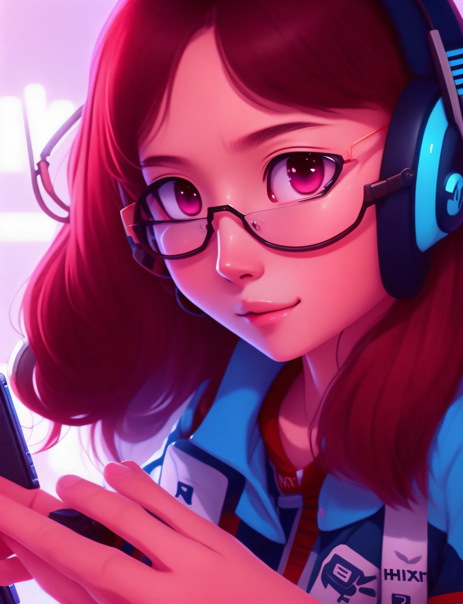 Anime girl with headphones and glasses holding a cell phone, Retrato de Mei de Overwatch, Ilya Kuvshinov. 4 mil, Artgerm e Ilya Kuvshinov, Estilo Ilya Kuvshinov, Ilya Kuvshinov e Artgerm, Pixar e Ilya Kuvshinov, Arte digital Ilya Kuvshinov