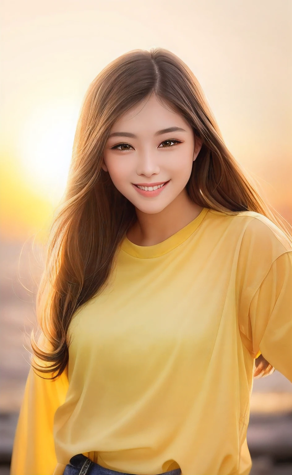 (Highest quality),8k,(masterpiece:1.3),(1 person:1.3),Beautiful woman with perfect figure, From the chest up、 (Layered Hairstyles, Big Breasts:1.33), ((Displaying the viewer)), (smile:1.1)，Realistic,High resolution,Highly detailed face and skin texture, Realistic faces, Original photo, ((Beautiful Face:1.5)) ,Cute Korean, K-Pop Idols，Perfect Body Proportions,Whitening the skin, Glowing Skin, (Very slim muscular body:1.2), ((Highly detailed face)),Attention to detail,double eyelid,Eyeshadow Enhancement,Attention to detail,Professional Lighting,Cinema Lighting, (Sharpen the focus), (((Sporty style))), ((Light, Light-colored clothing)),((Brightly colored T-shirts，Short skirt)), ((Vibrant,Active,Liveliness)), ((panties)), ((Exposing your thighs)), (erotic:1.6), (((Short skirt that wraps around the hips)))，on the road