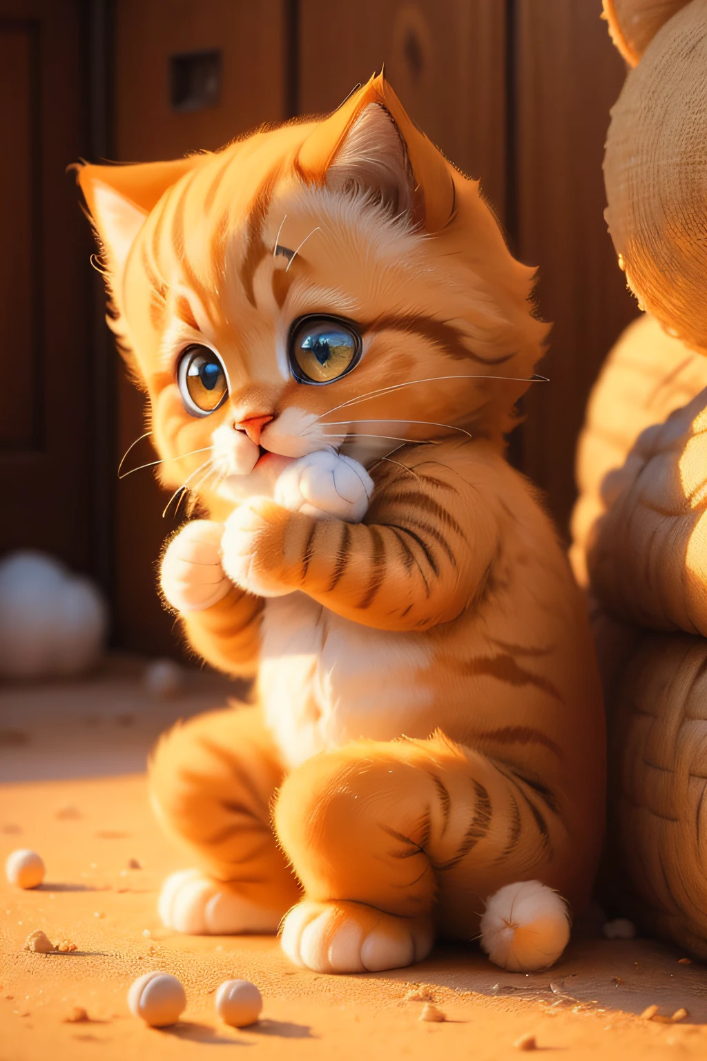 Gatinho branco com marrom fofinho, bem peludinho