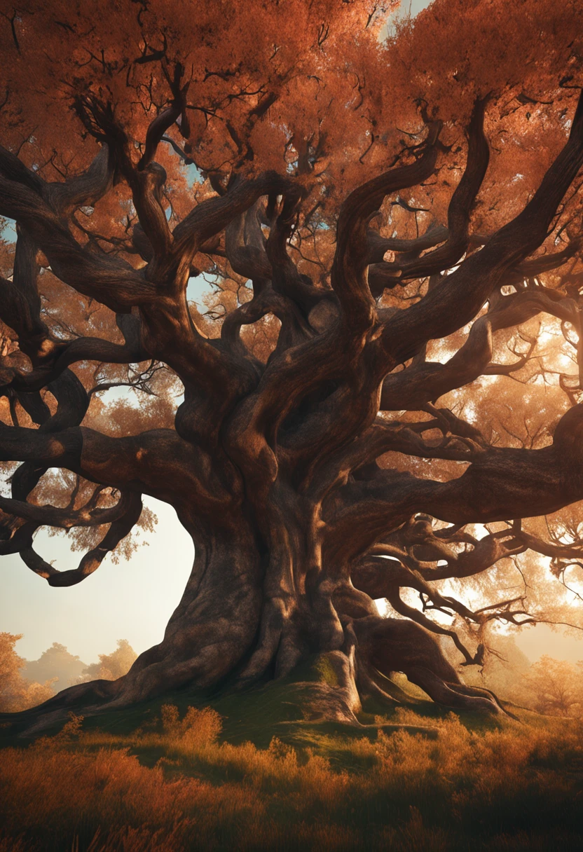 a majestic tree, with deep roots and tall branches, symbolizing the wisdom that grows over time and the connection with past generations.