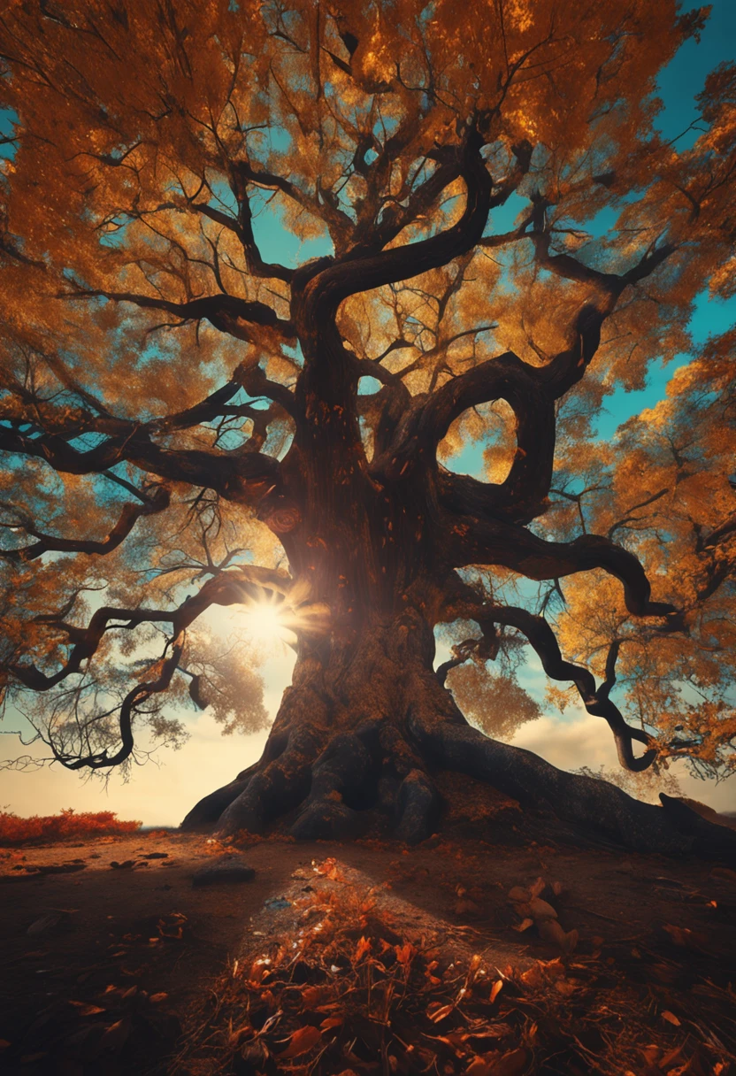 a majestic tree, with deep roots and tall branches, symbolizing the wisdom that grows over time and the connection with past generations.