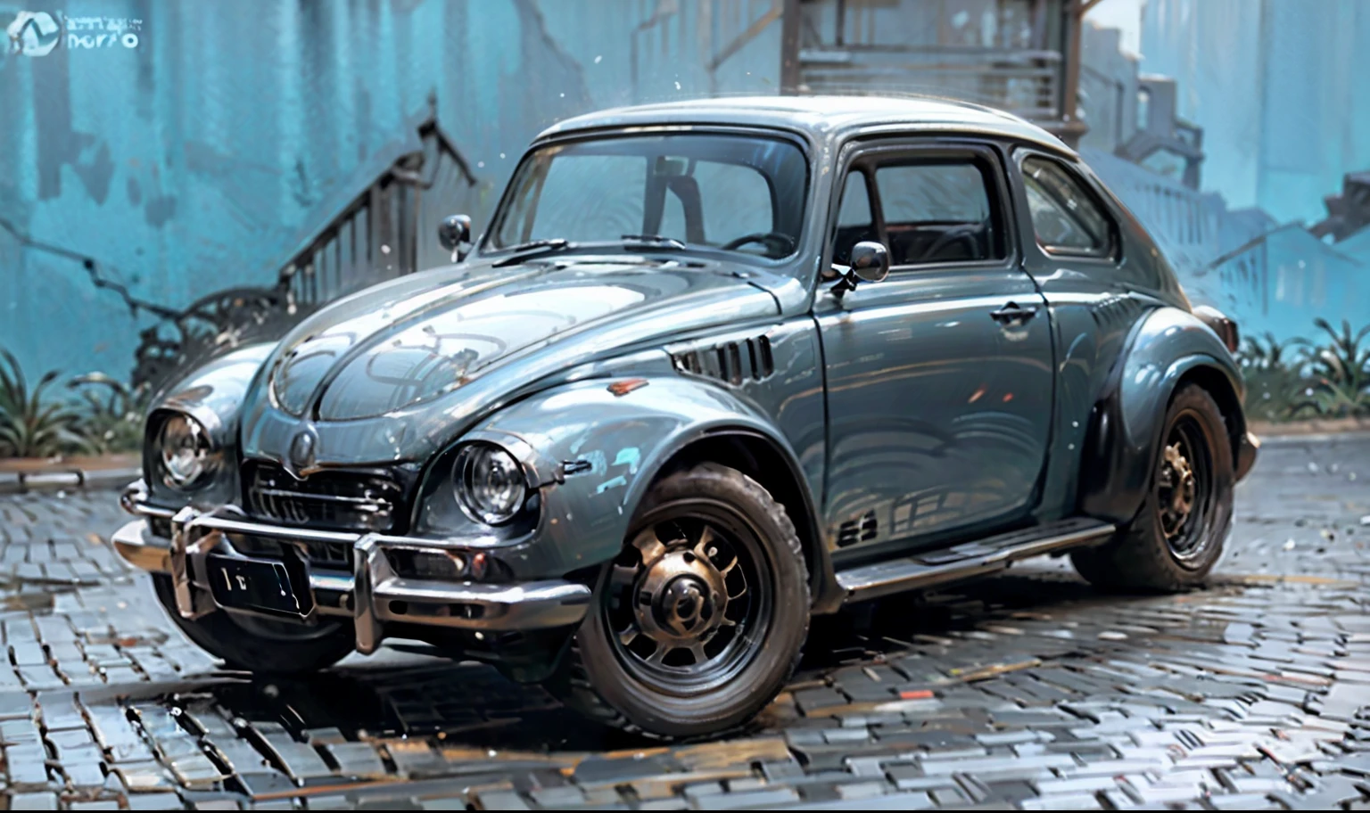 Volkswagen Blue Beetle parked on cobblestone road, besouro, Inspirado no besouro, PORSCHE 356 |, classic car, Besouros, Beatle, vista completa de um carro, escaravelho, classic cars, illustration, perfil frontal, Vindima - W 1 0 2 4, automotivo, imagem detalhada, Carrinha, 1959, carro, historical image