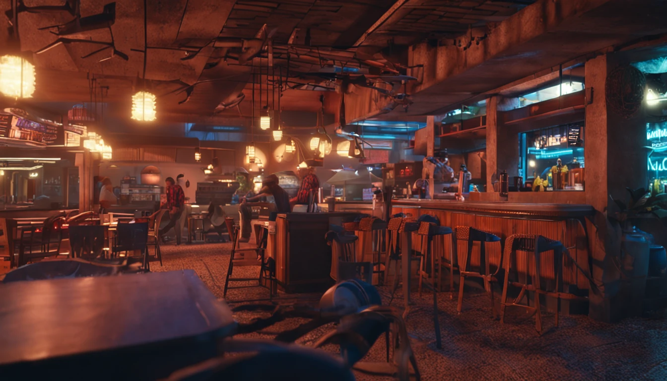 plano de fundo, tardezinha, cidade do interior do nordeste do Brzil, bar, dois homens conversando e bebendo