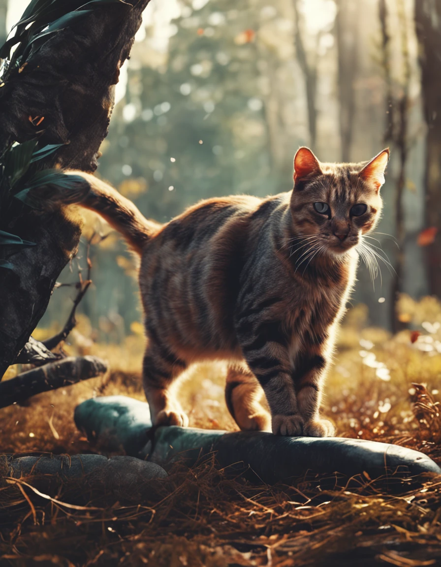 Cat Hunting Bird Design Poster