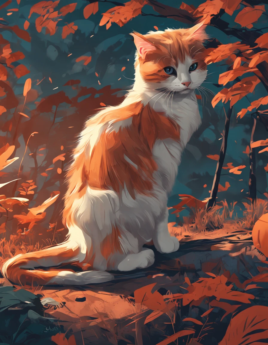 Cat Hunting Bird Design Poster