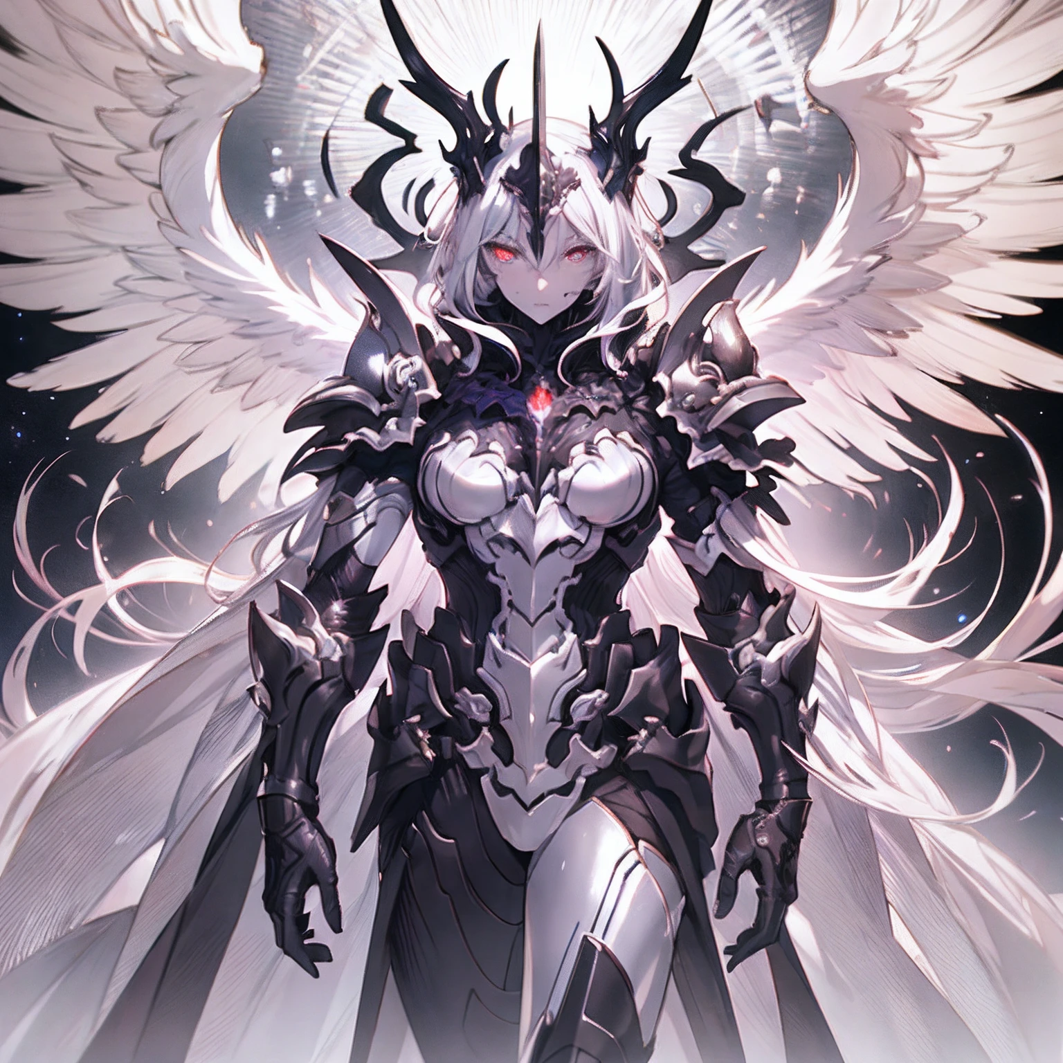 masutepiece, Highly detailed CG unified 8K wallpapers, 8K UHD, Digital SLR, High quality, clean, Best Illumination, God in white armor, one white winged, Glowing eyes, Cinematic, Ultra-high resolution, ultra high detailed, hight resolution, shadowverse style