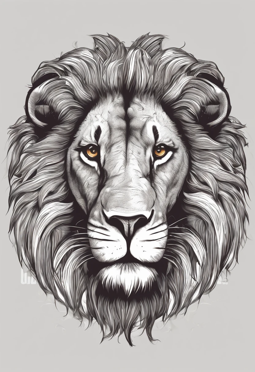 realistic lion face, with a compass