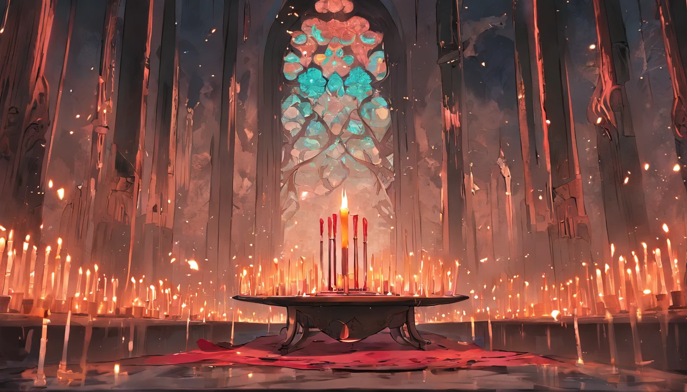 A lit candle on a table from the Abbasid era.