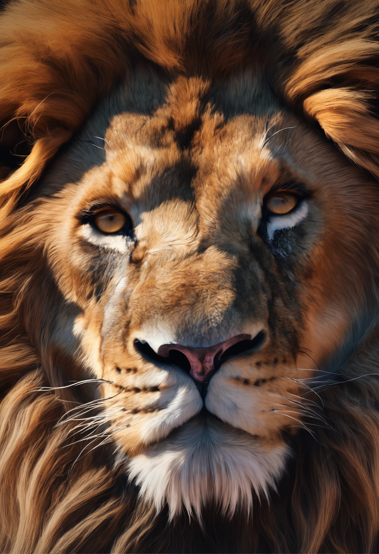 realistic lion face, with a compass