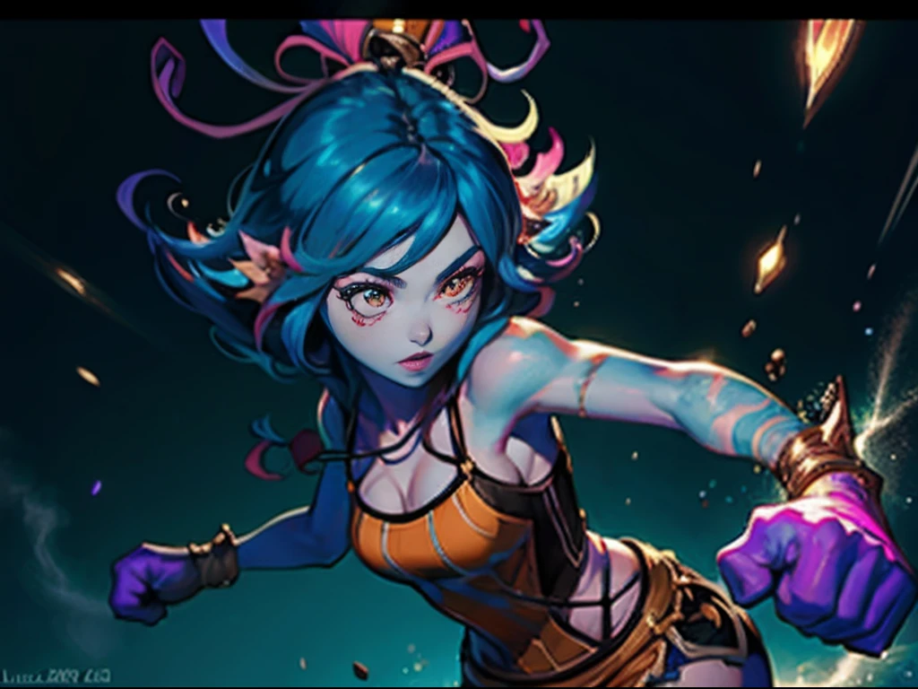 Neeko /(league of legends), Lulu /(Leaue of Legends), (Boxing Match), (Best Quality), (Masterpiece), Photographic Reality, Realistic, Very Detailed Illustrations, Beautiful Eyes, (Delicate Face), Perfect Details, (Best Lighting), (Super Intricate Details), (Boxing Girl), (Aggressive Punching), Sweat, Heavy Breathing, (Crushing Attack), (Boxing Ring), Sports Shorts, Perfect Details, Perfect Fingers, Perfect Limbs, Impact, (Shiny Skin), Abs, Muscles, Waist Line, Boxing Shorts , boxing, black hair, high ponytail, super long hair, 4K unity, (super fine CG: 1.2), (8K: 1.2), realistic, octane rendering