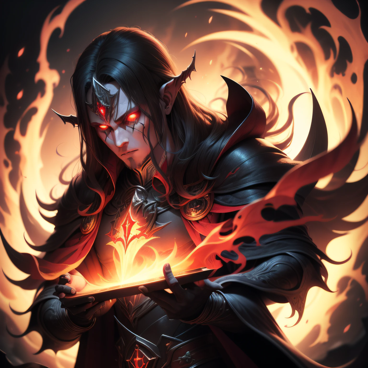 (masterpiece, best quality), Evil energy emanates, heavy atmosphere, darkness, blood-red hues, indiscriminate dark form, menacing shadow, disquieting aura.