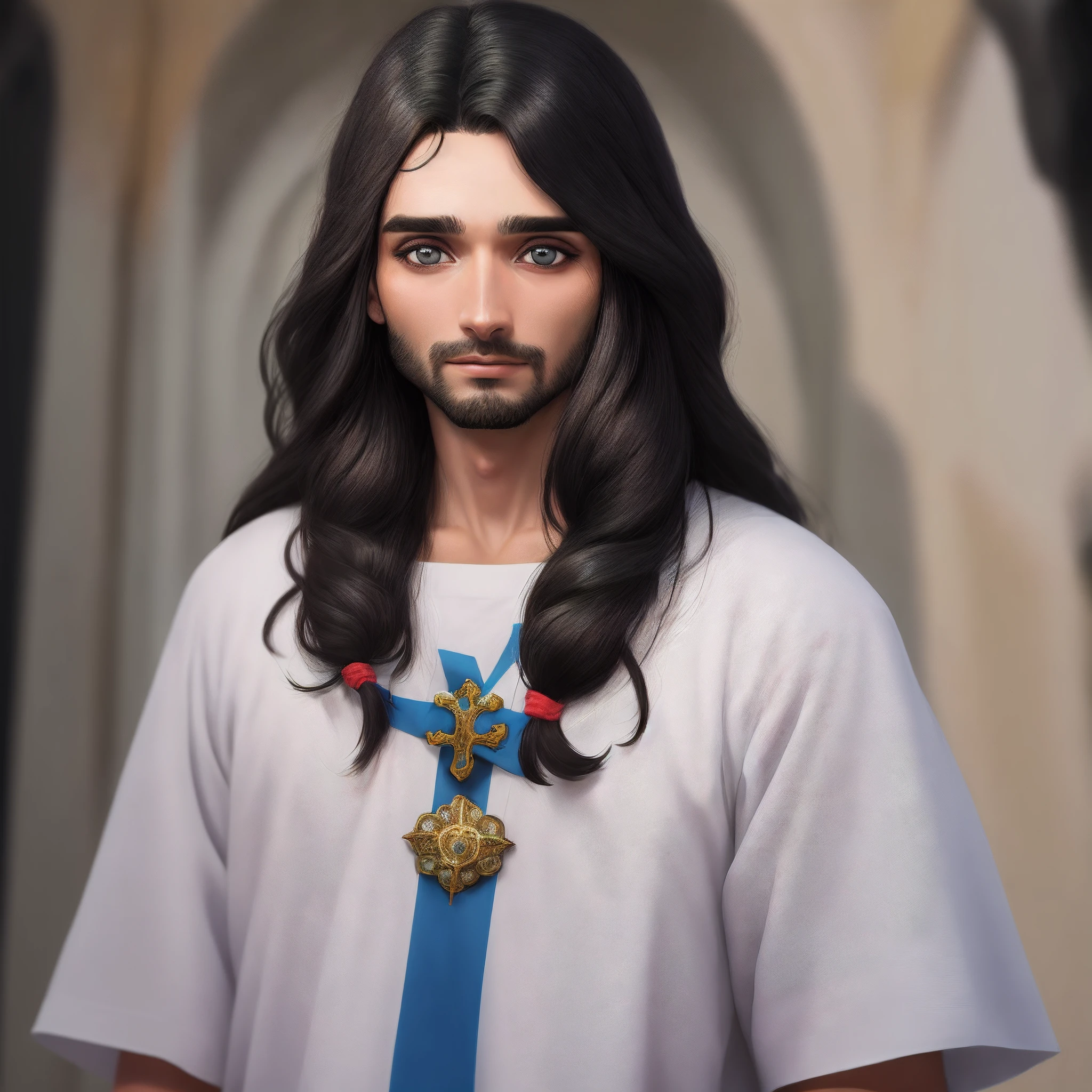 olhos de Jesus com coroa de espinhos em volta