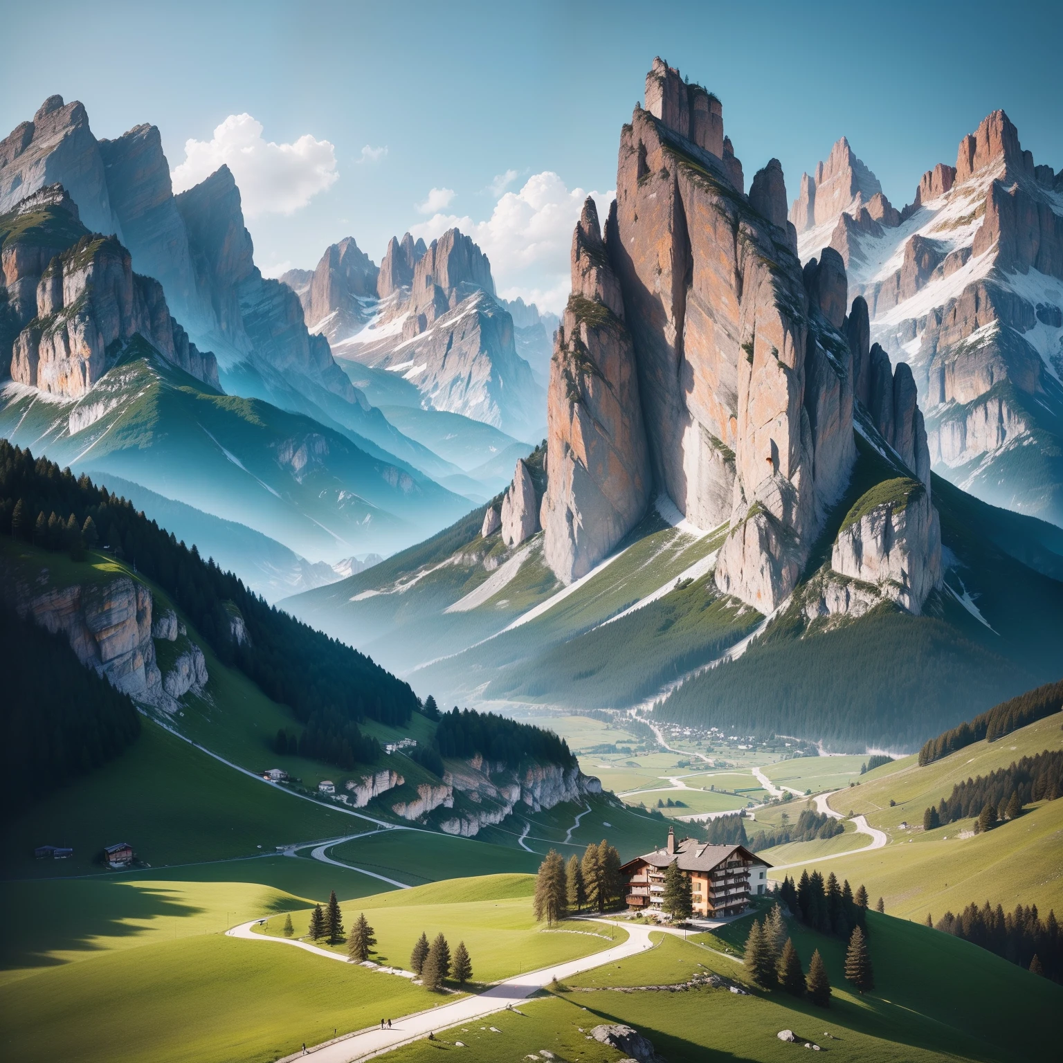 Cortina d'Ampezzo, Italy: Situada nas Dolomitas, This Italian city offers breathtaking landscapes. The unique rock formations of the Dolomites contrast with green meadows and picturesque valleys. Em 4k ultra realista