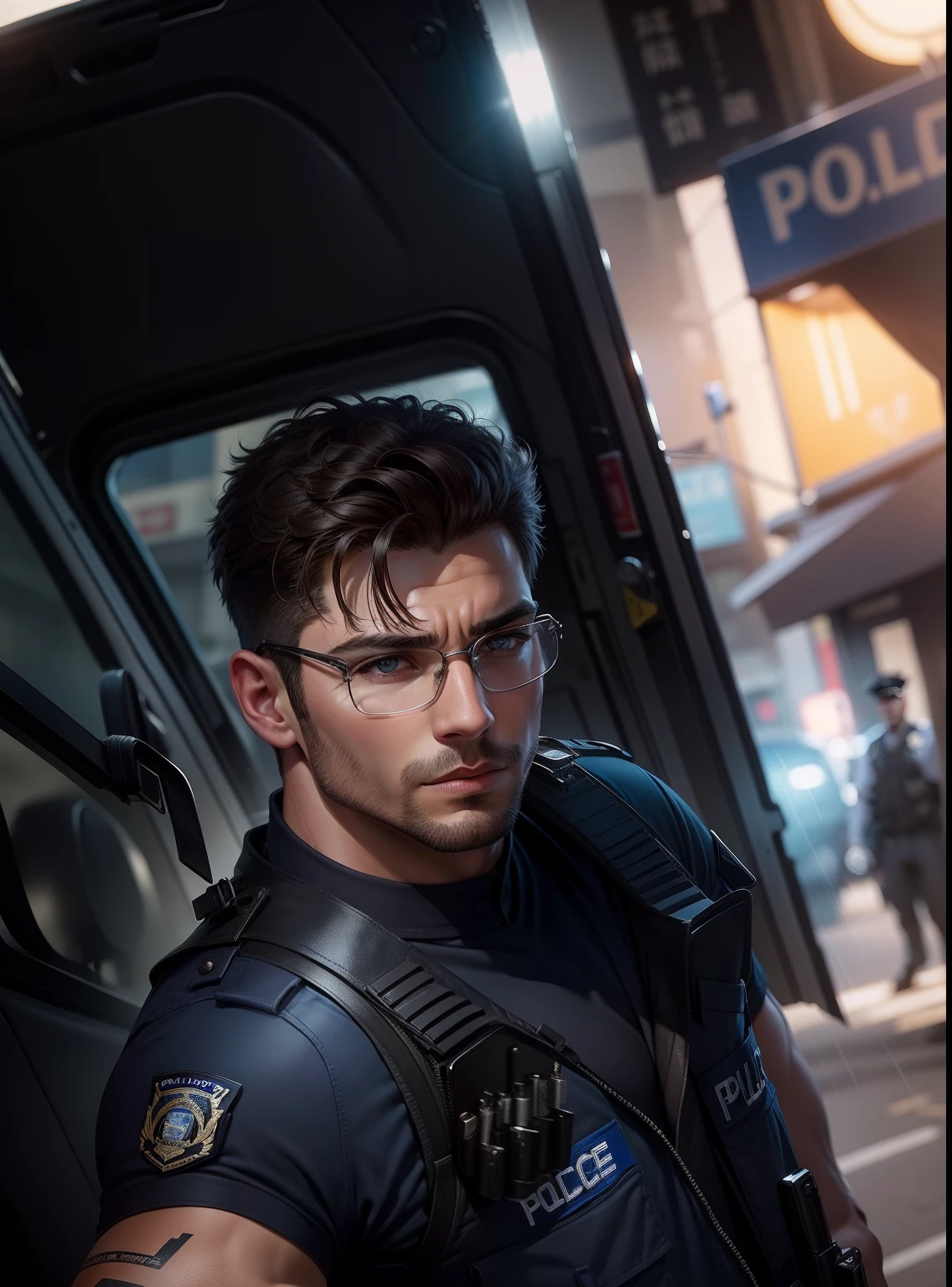 police officer, handsome, realistic,