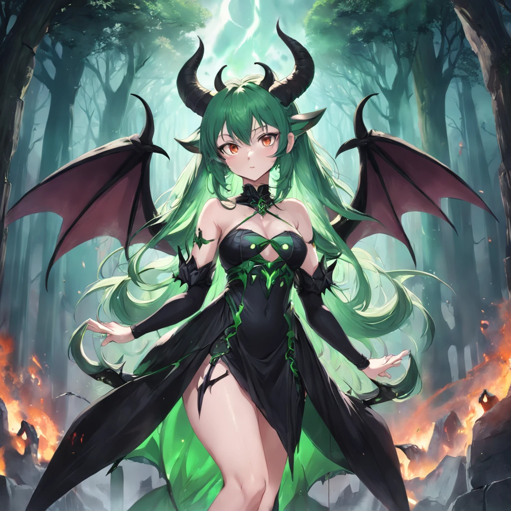 Anime - style image of a woman with horns and green eyes, beautiful succubus, Sukkubus im engen kurzen Kleid, demon anime girl, Sukkubus | mittelalterlich, Sukkubus, Shadowverse-Stil, 2. 5-D-CGI-Anime-Fantasy-Kunstwerk, Goddess of the Underworld, a very beautiful berserker, seductive anime girl, anime goddess, Portrait of a female demon