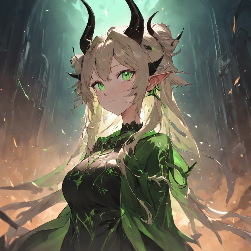 Anime - style image of a woman with horns and green eyes, beautiful succubus, Sukkubus im engen kurzen Kleid, demon anime girl, Sukkubus | mittelalterlich, Sukkubus, Shadowverse-Stil, 2. 5-D-CGI-Anime-Fantasy-Kunstwerk, Goddess of the Underworld, a very beautiful berserker, seductive anime girl, anime goddess, Portrait of a female demon