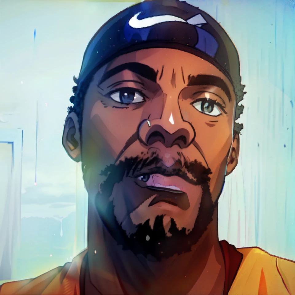 arafed man with a hat and a yellow shirt is looking at the camera, inspired by Terrell James, orisha, david uzochukwu, about 3 5 years old, george floyd, taken in the early 2020s, he is 3 5 years old, french man from louisiana, he is about 40 years old