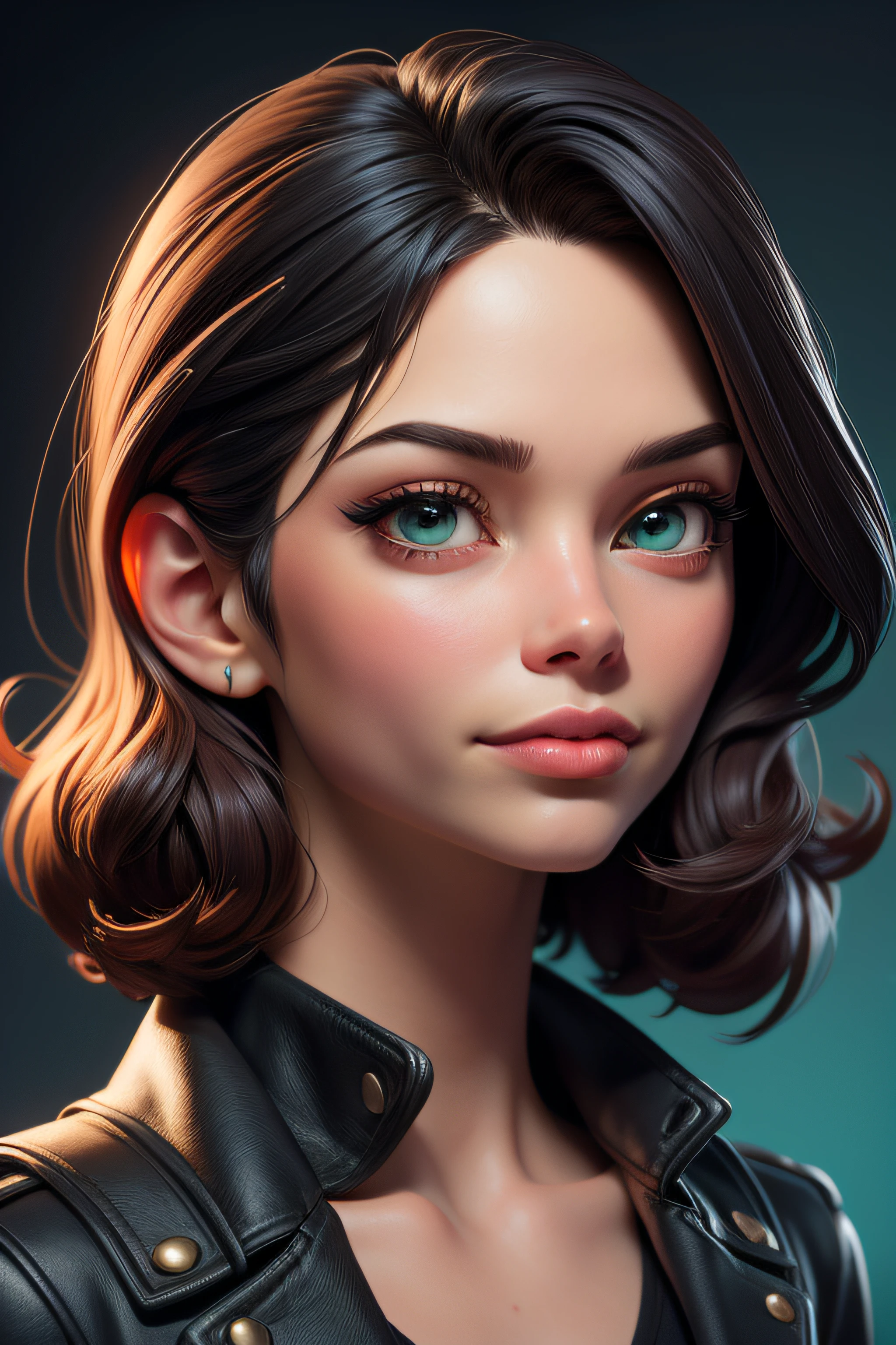 (beste-Qualit: 0,8), perfect anime illustration, Portrait en plan large de Kristin Kreuk, Caricature de Kristin Kreuk avec des cheveux avec queue de cheval bruns ,(masterpiece),blouson en cuir rouge, yeux vert magnifiques, digital portrait, Digital cartoon, Illustration WikiHow, Detailed illustration portrait, Digital illustration -, Matte digital illustration, Comic book portrait, Colour digital illustration, Stylized portrait, digital art portrait,(beste-Qualit),(highly quality)fond lumineux